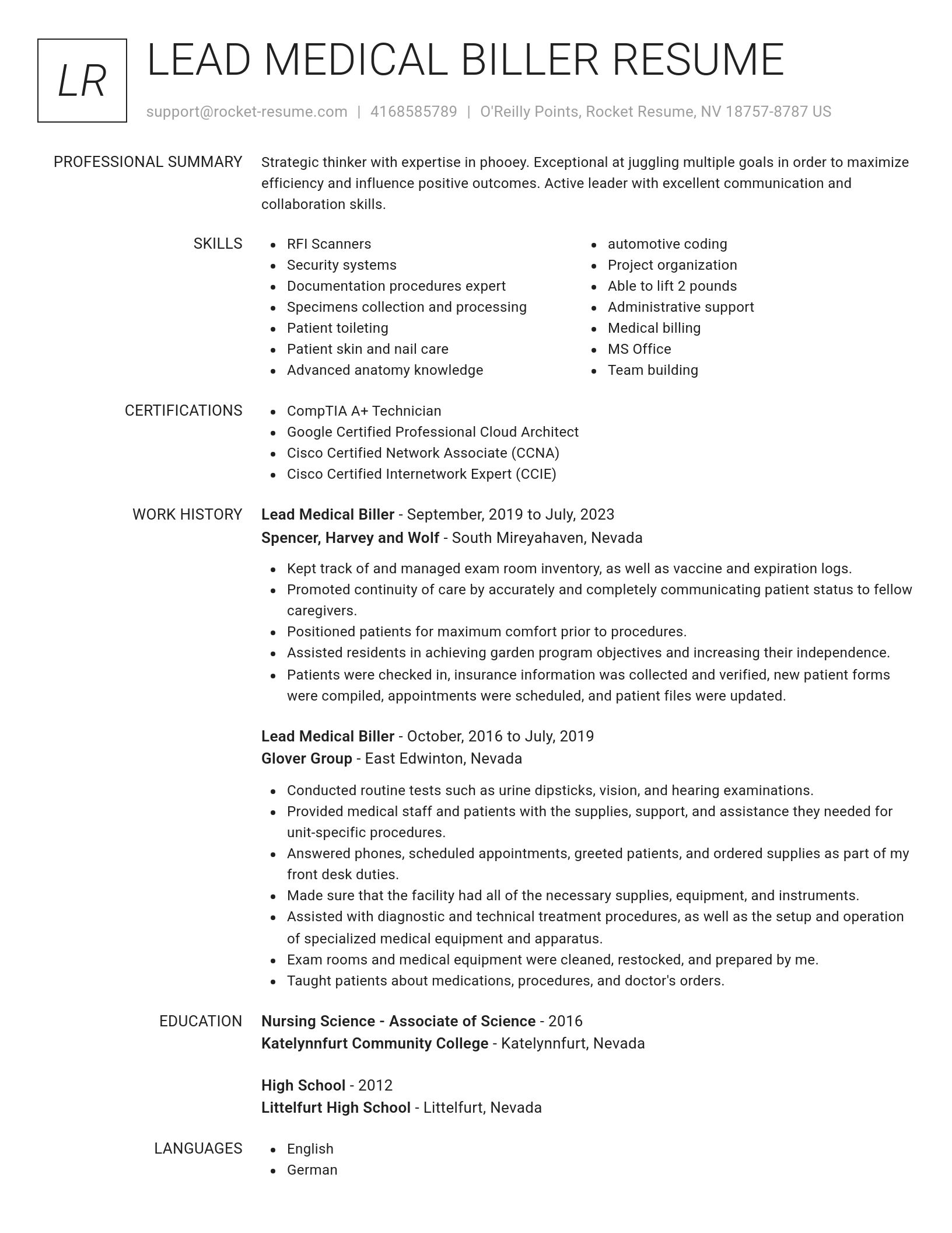 Renowned resume template