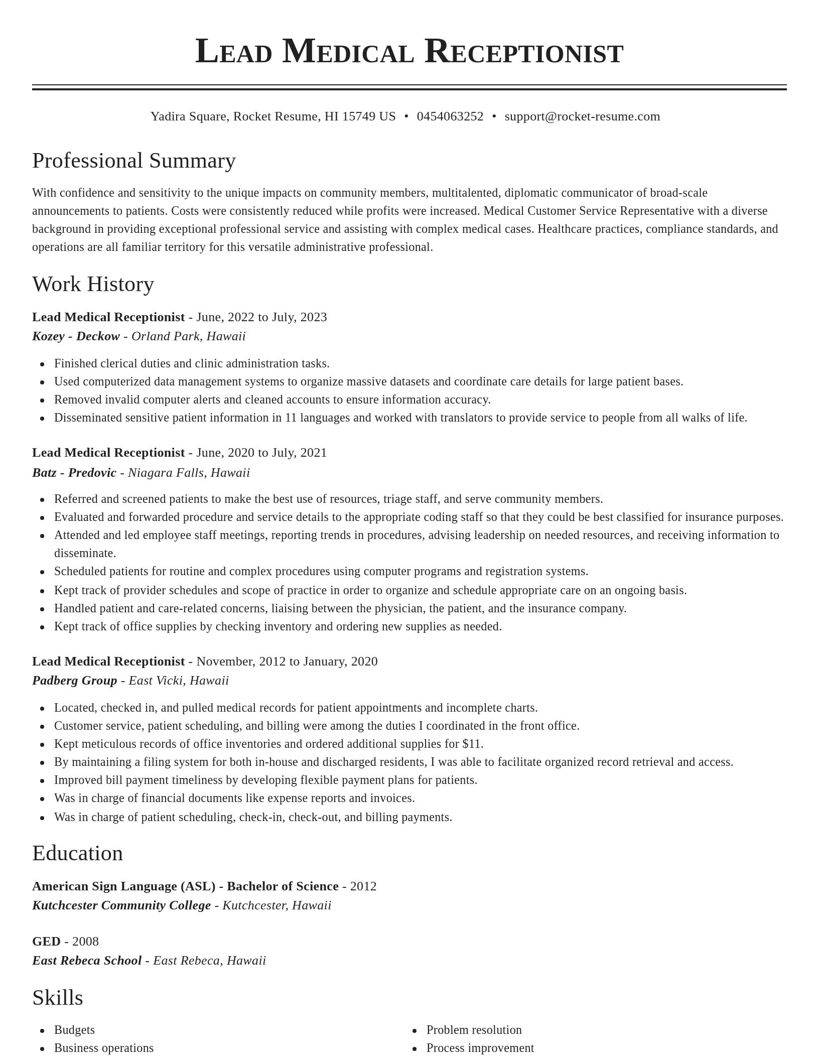 Classic resume template