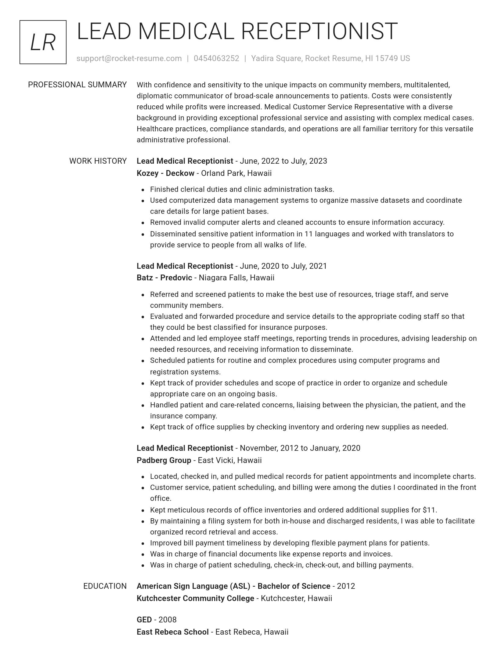 Renowned resume template