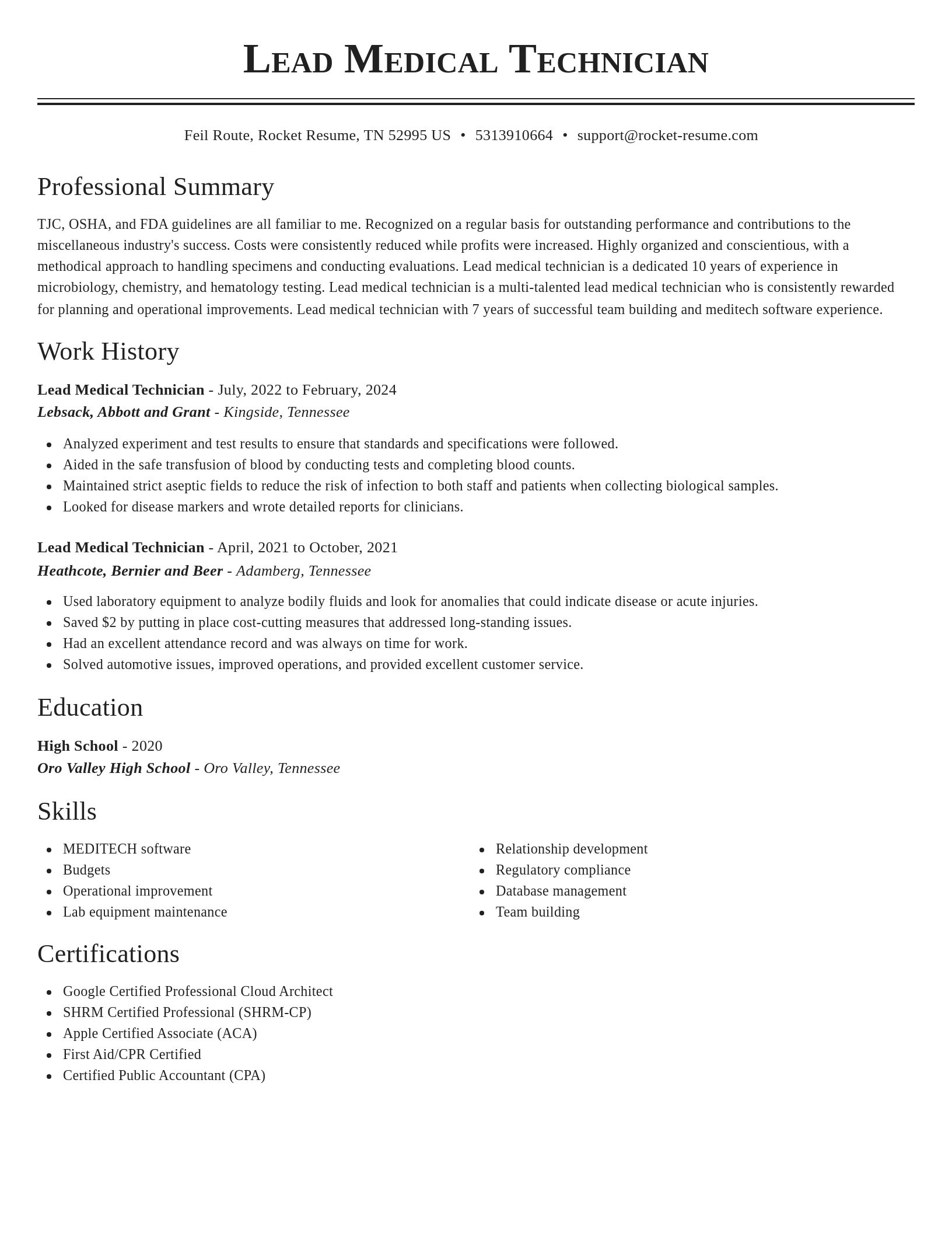 Classic resume template