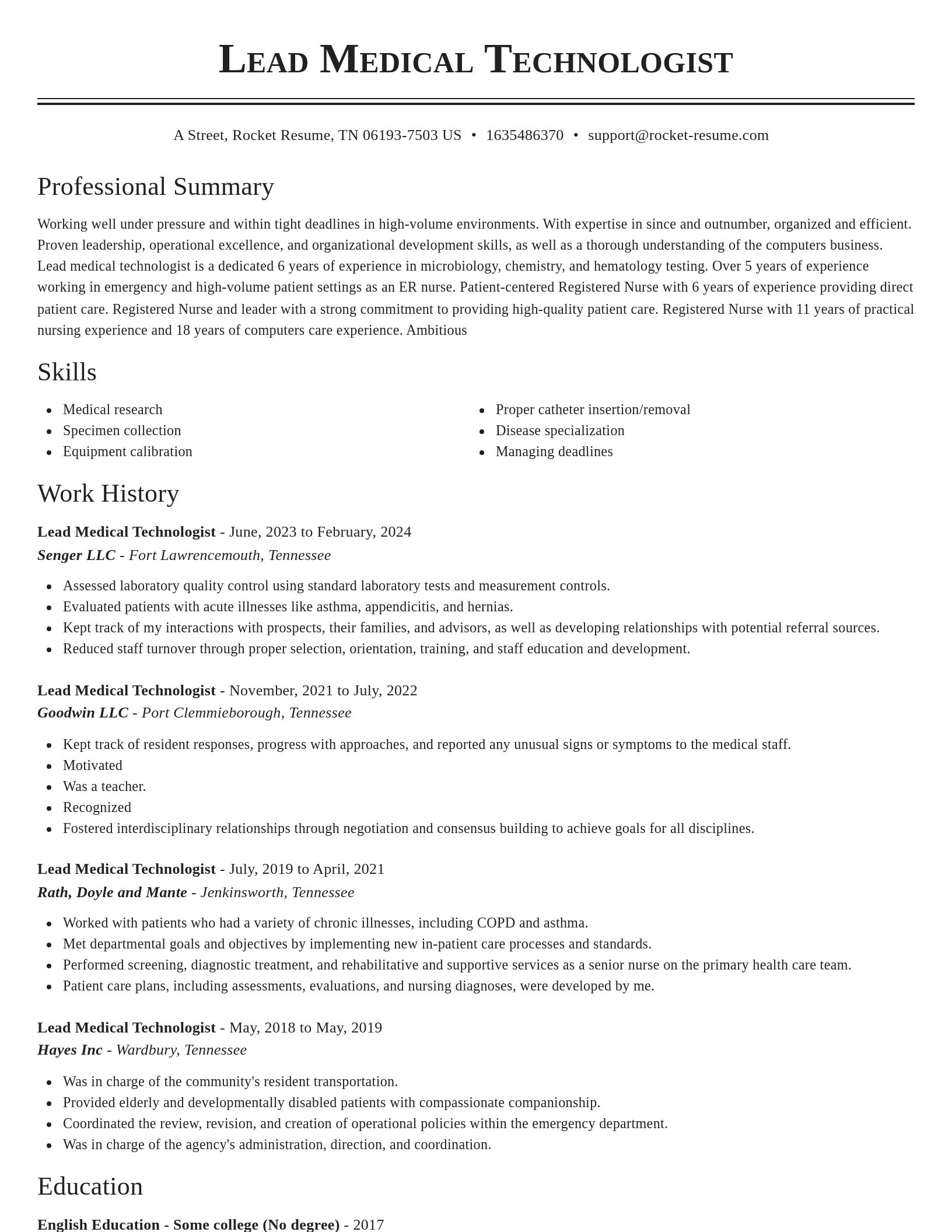 Classic resume template