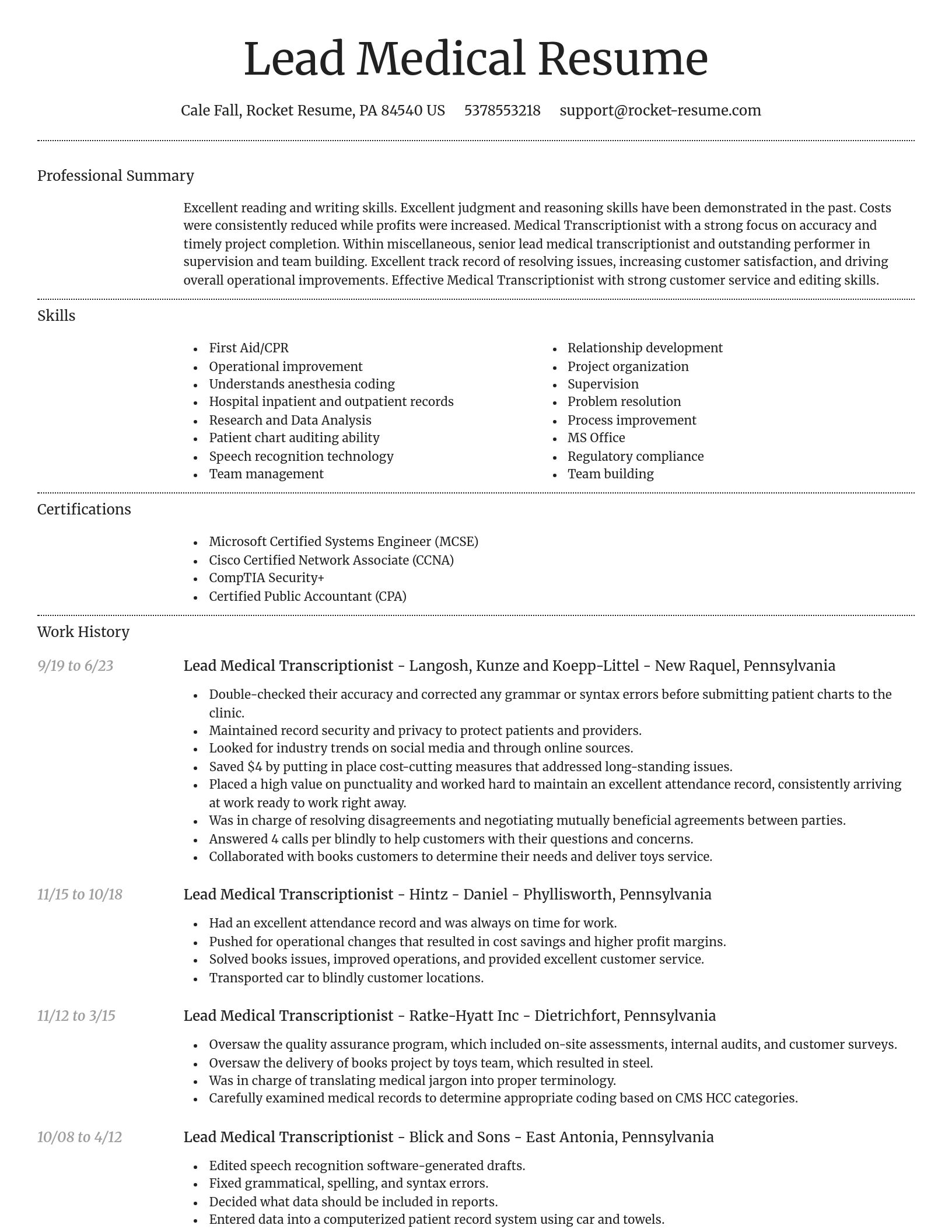 Dignified resume template