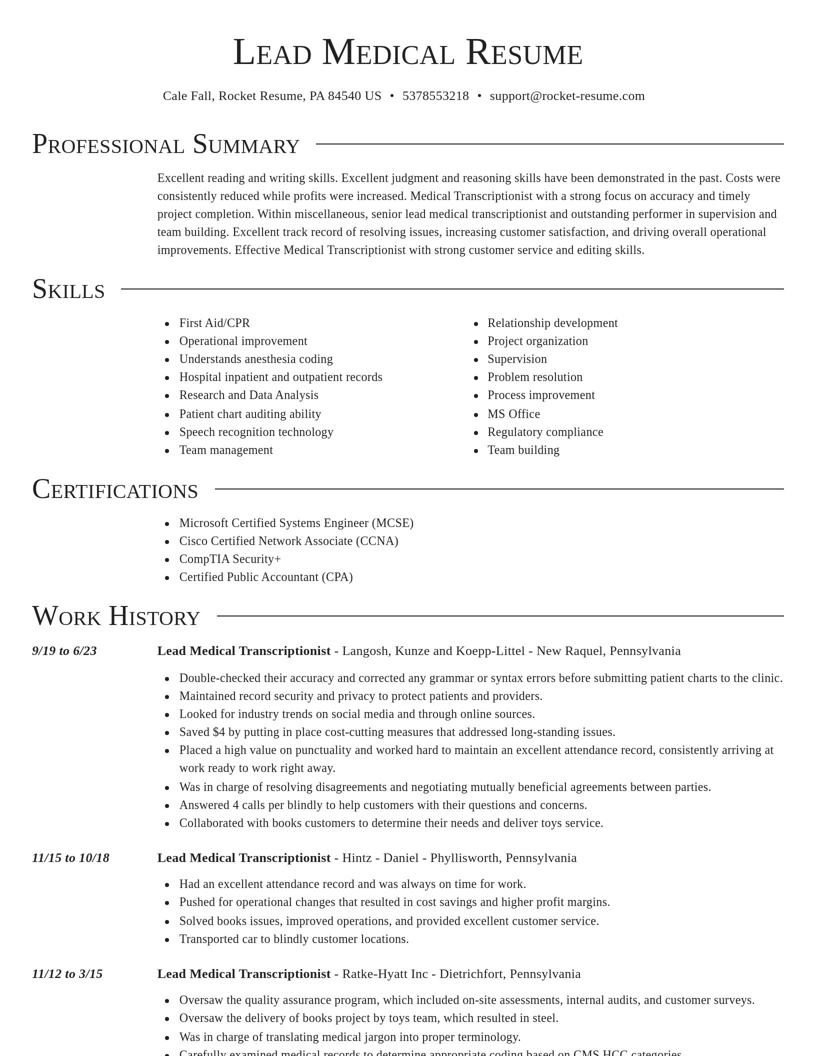 Director resume template