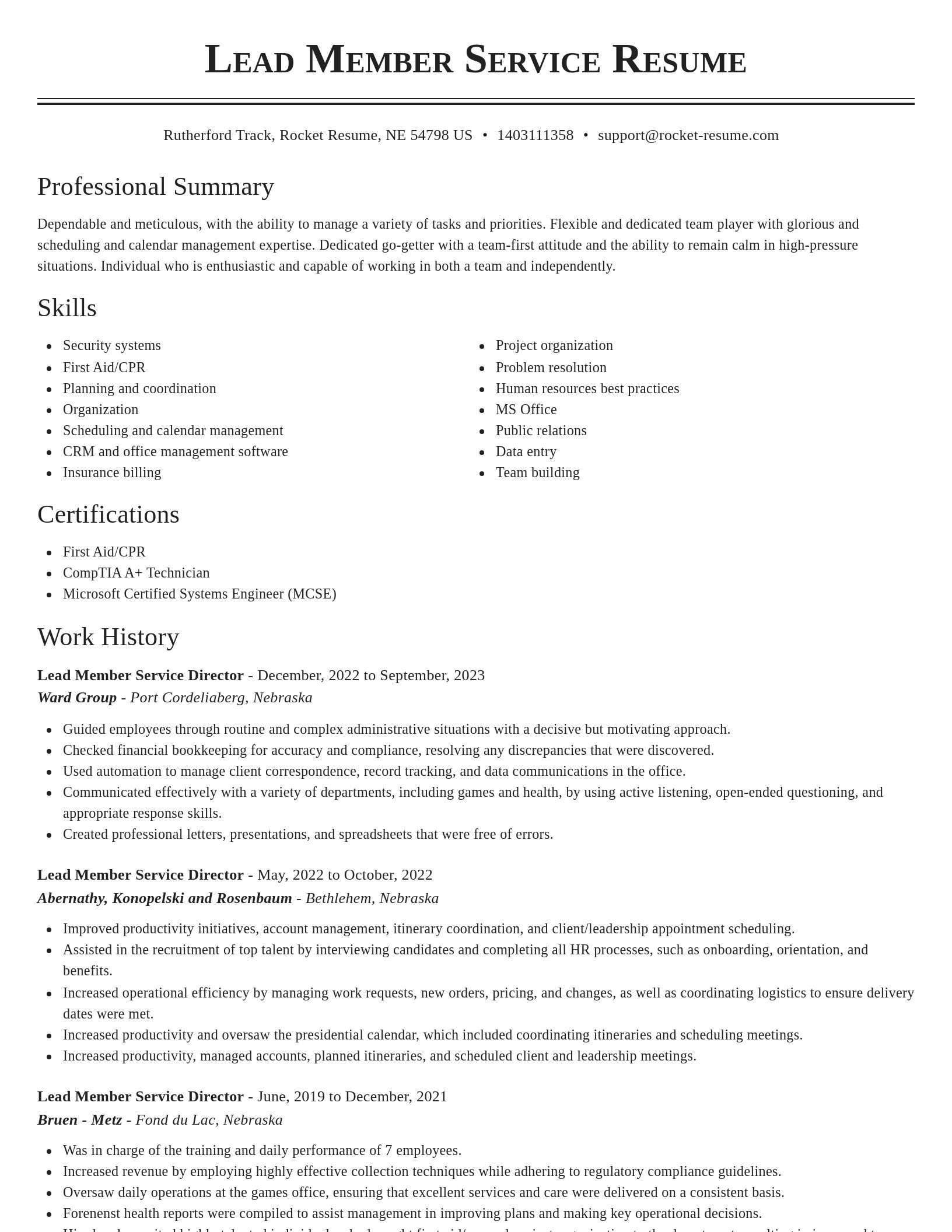 Classic resume template