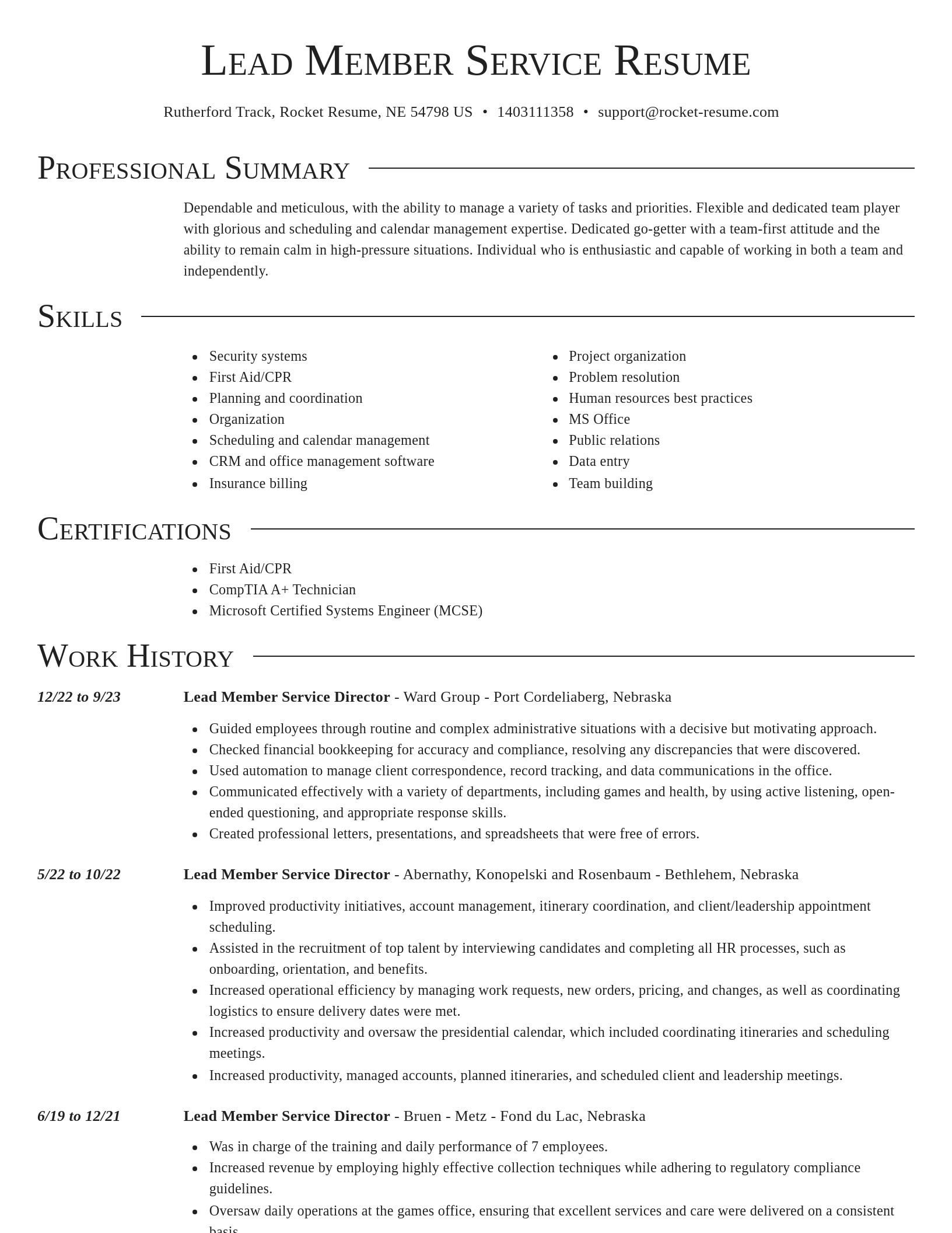 Director resume template