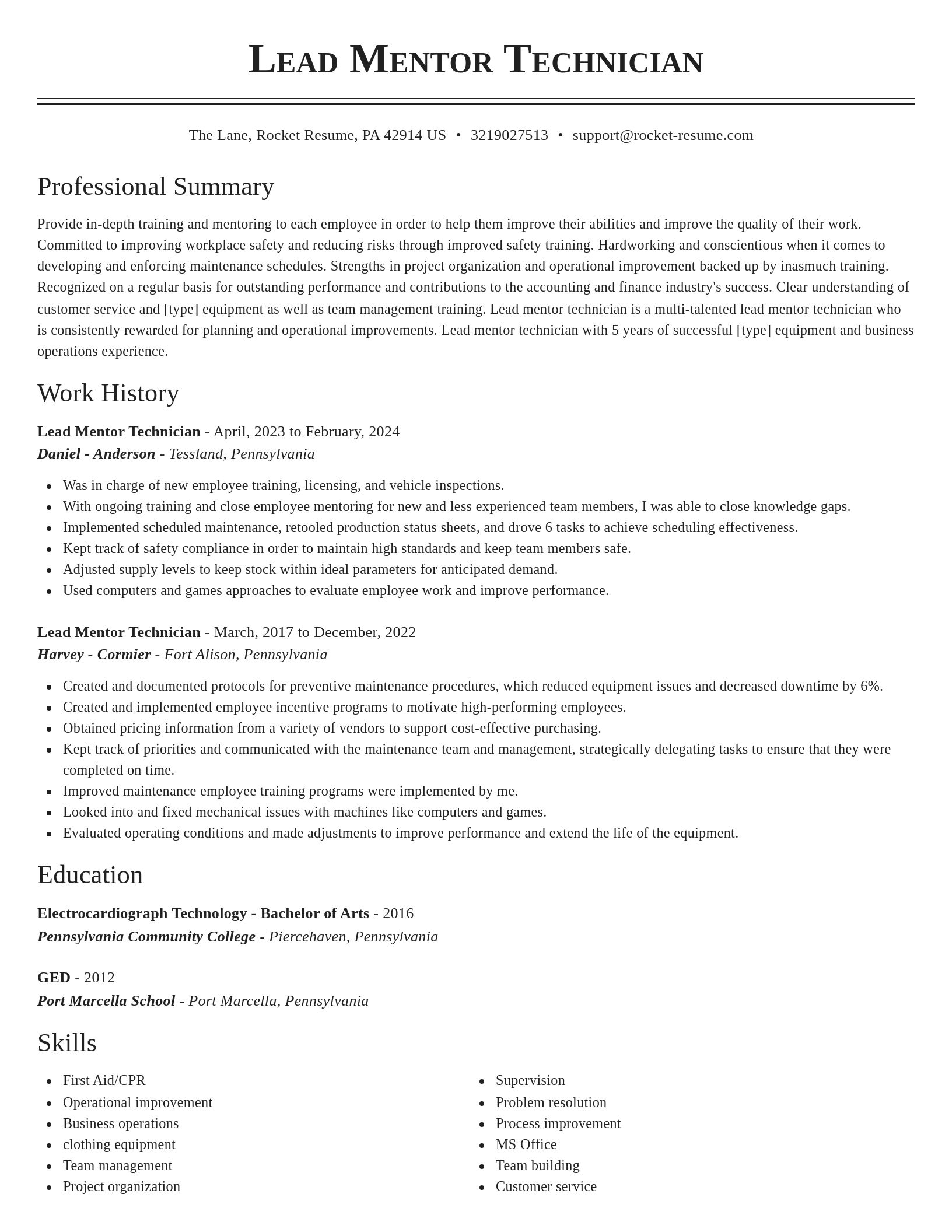 Classic resume template