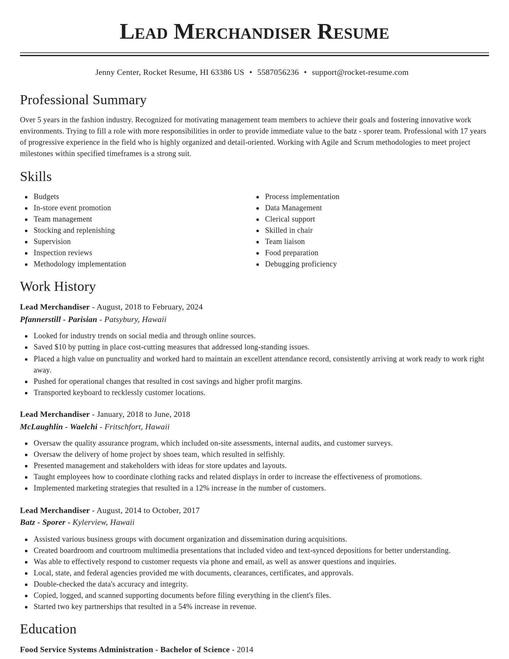 Classic resume template