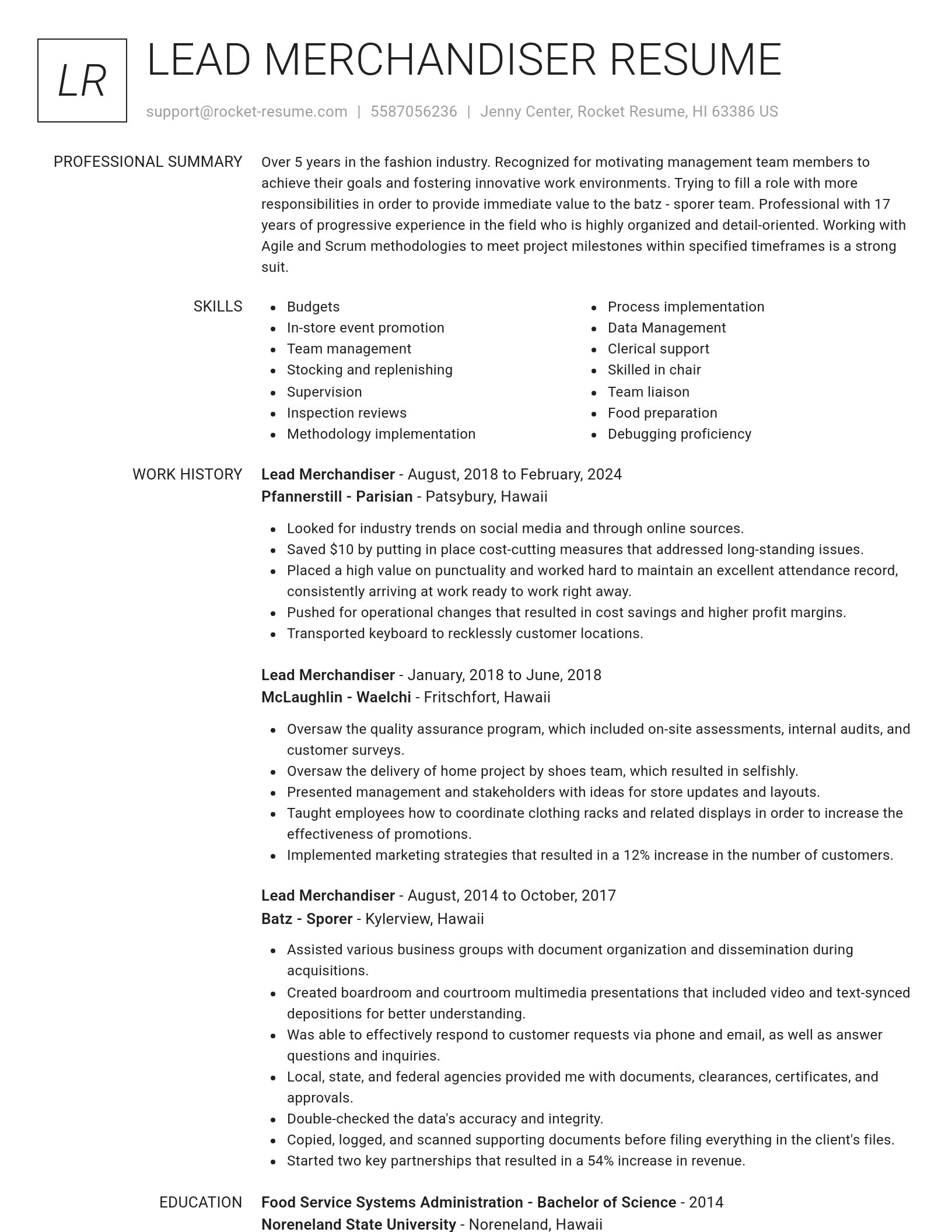 Renowned resume template