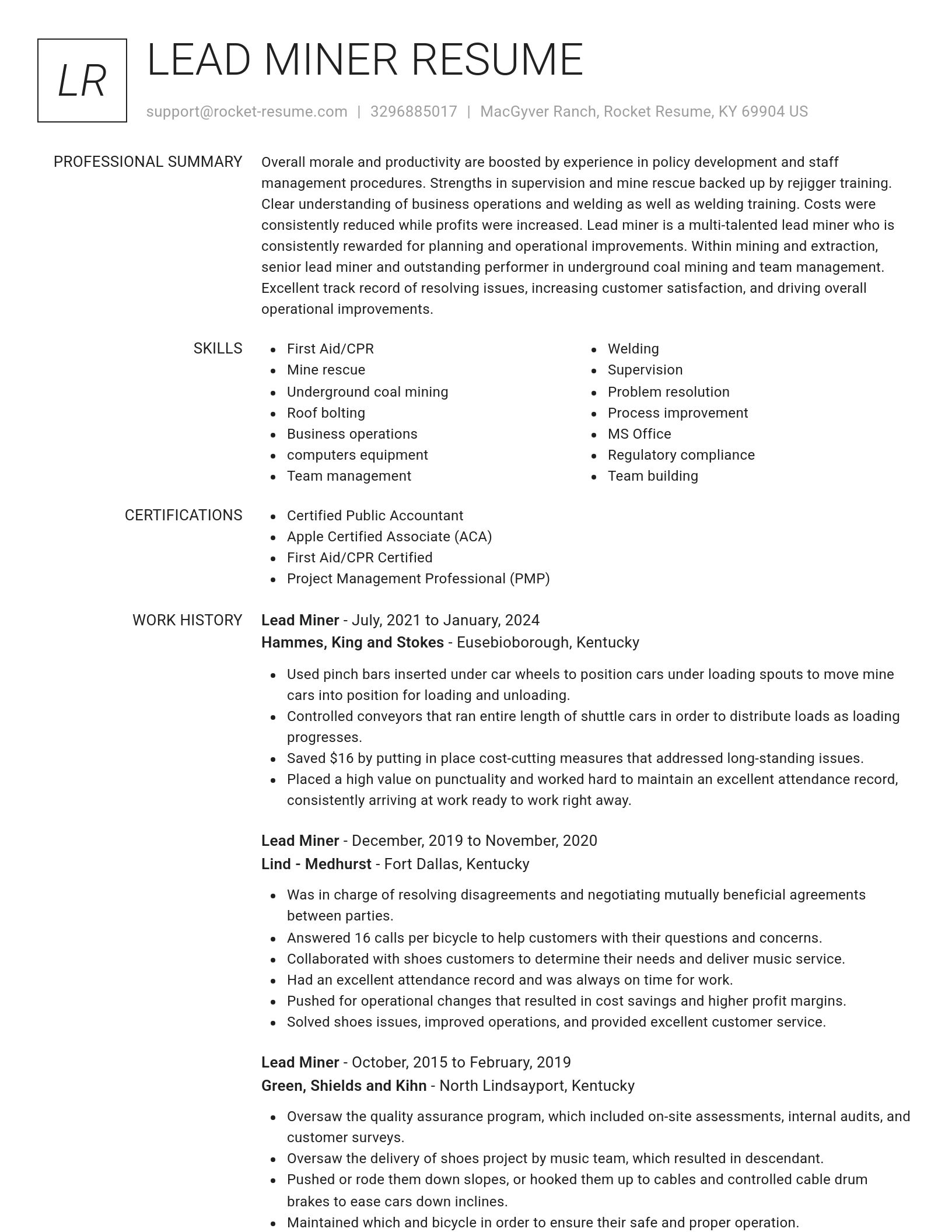 Renowned resume template