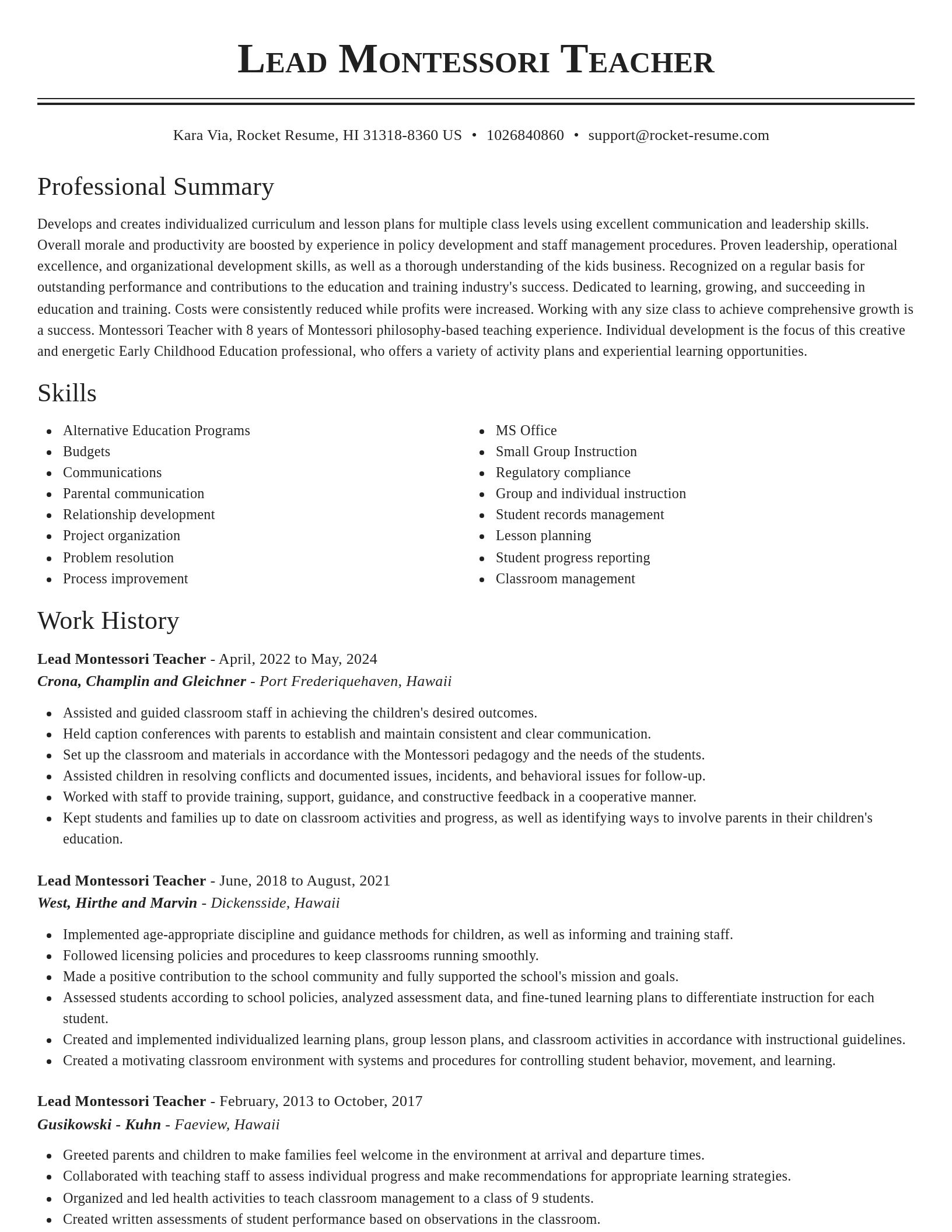 Classic resume template