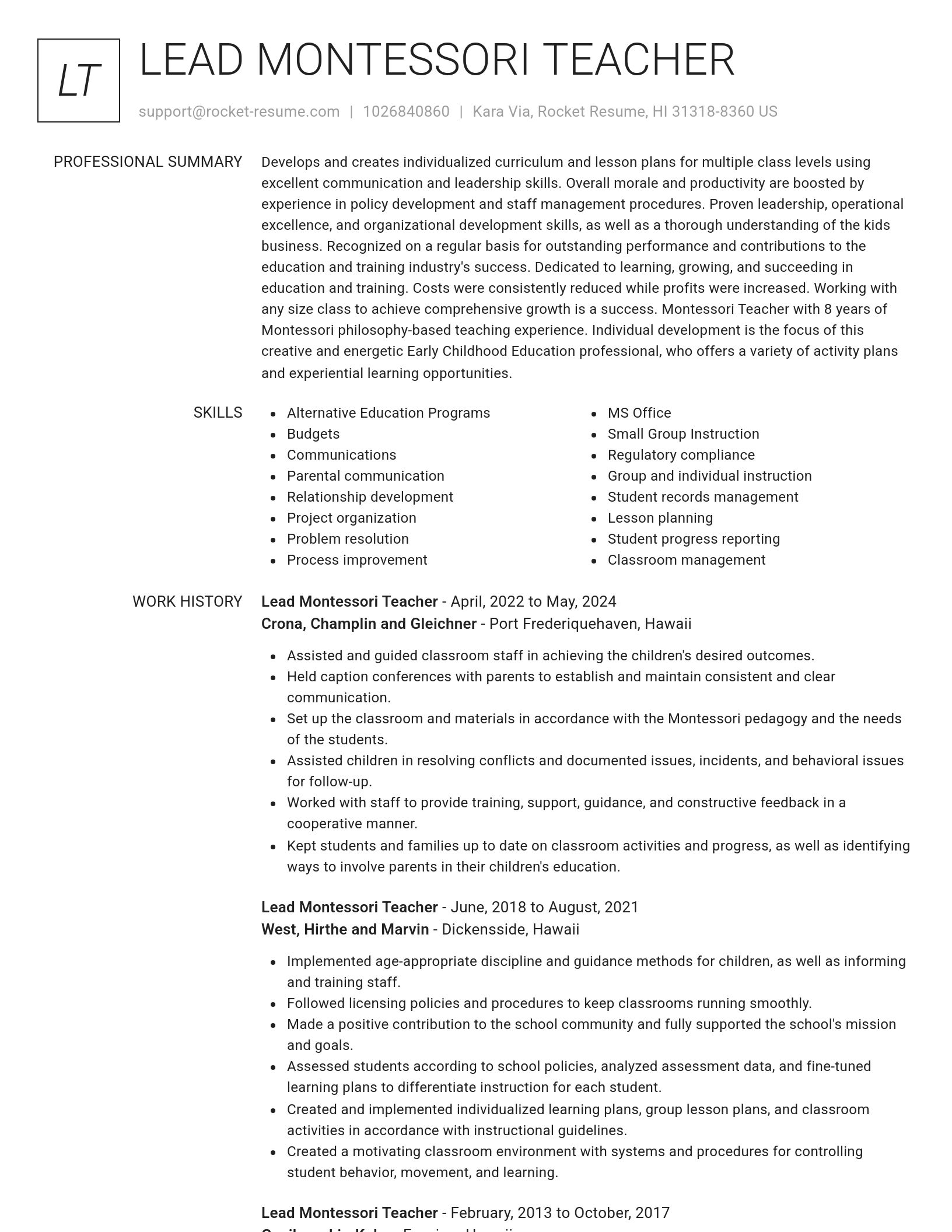 Renowned resume template