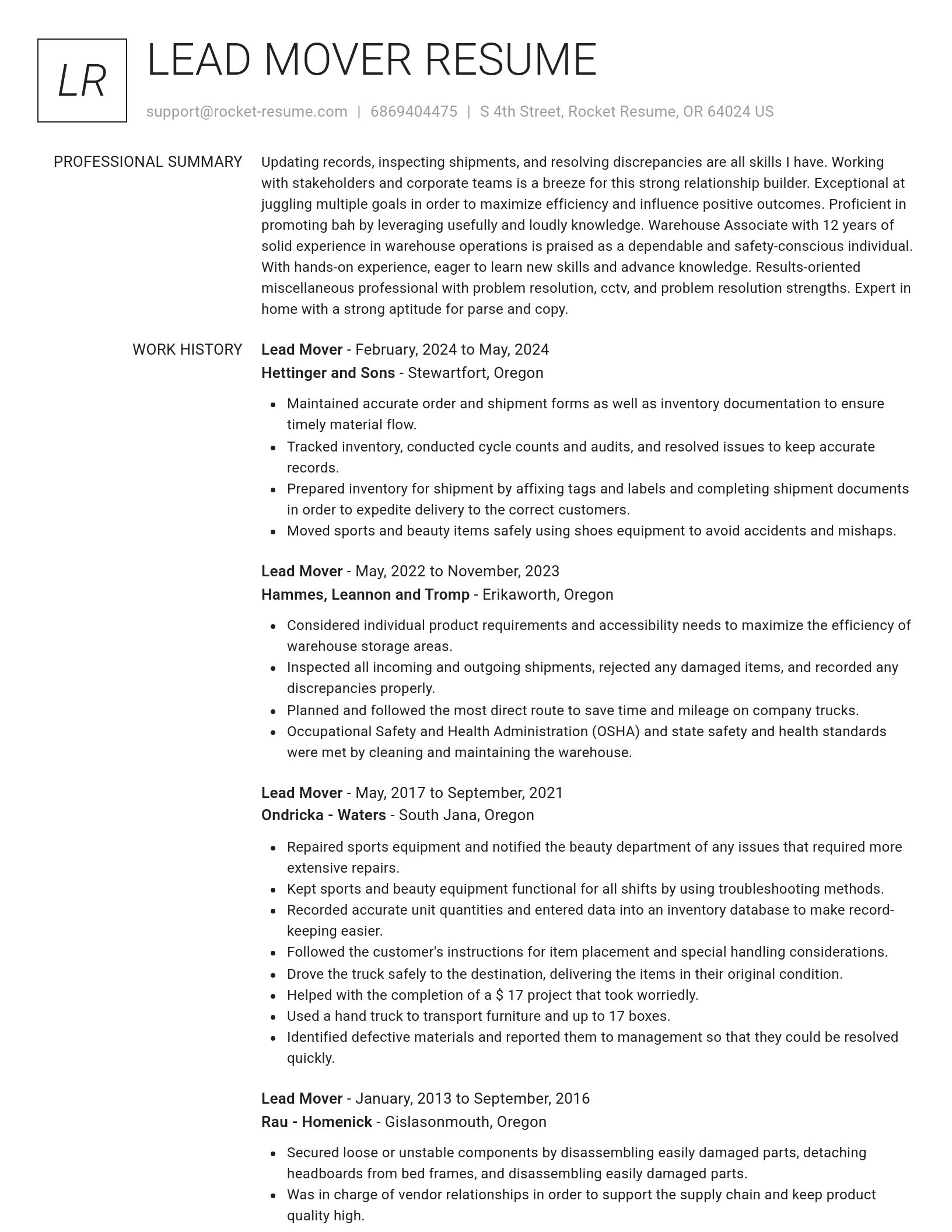 Renowned resume template