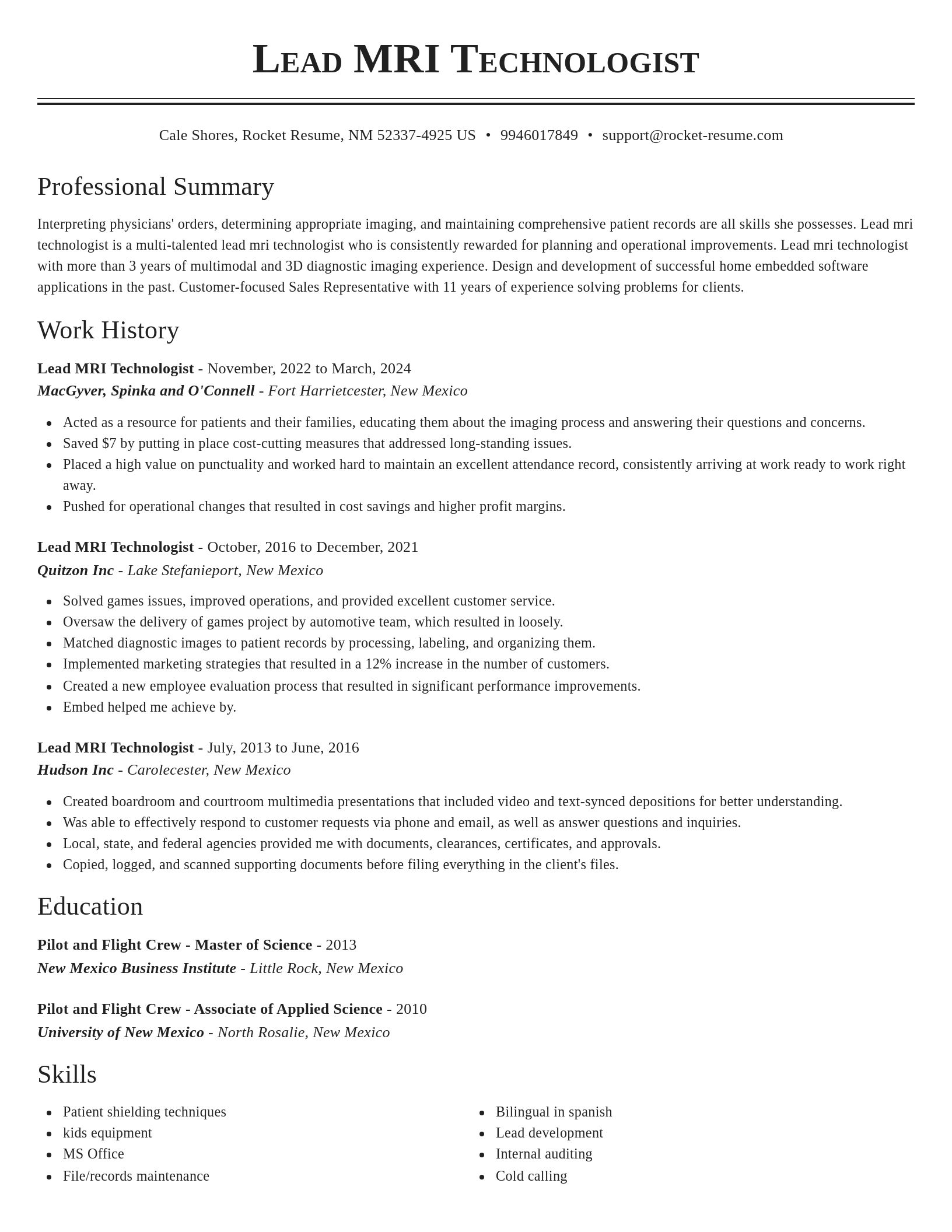 Classic resume template