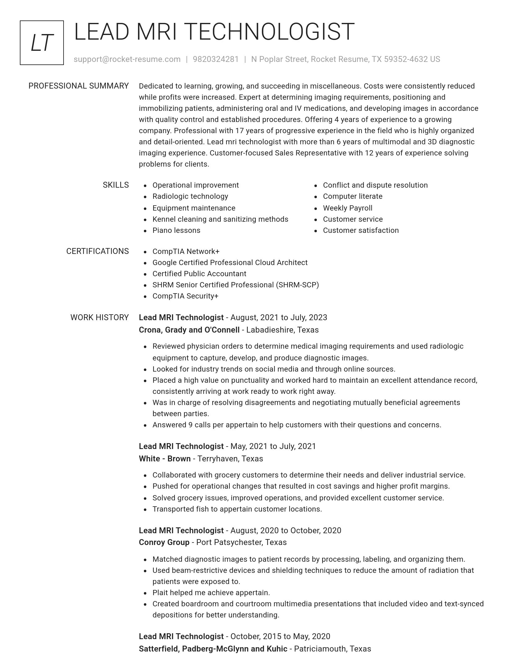 Renowned resume template