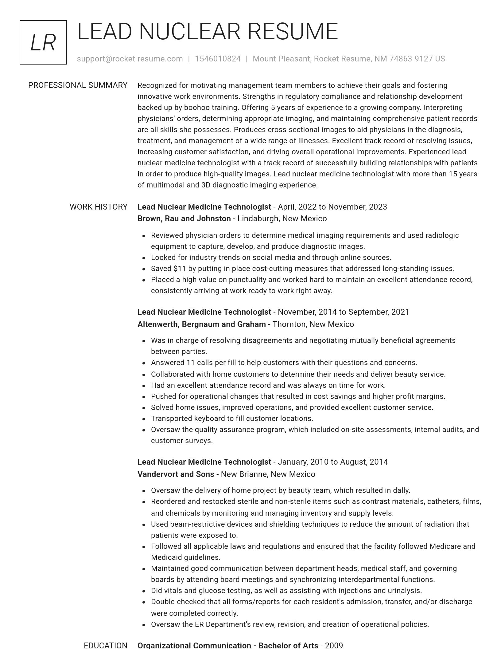 Renowned resume template