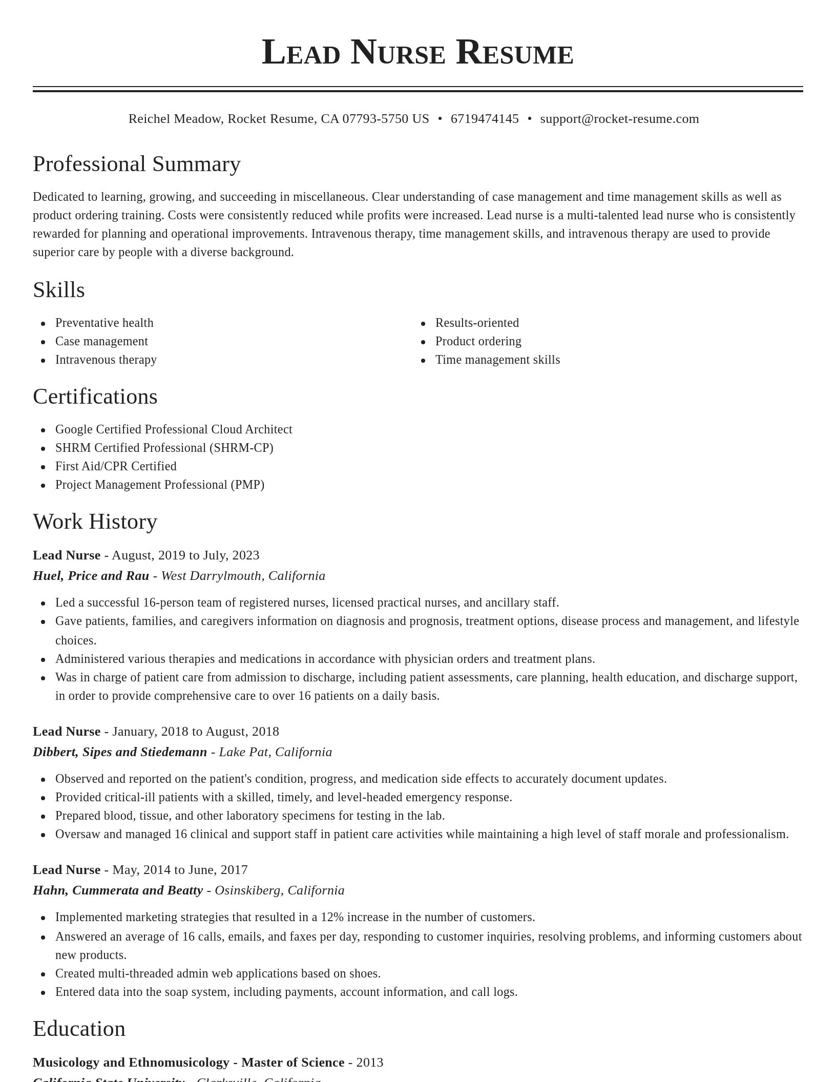 Classic resume template