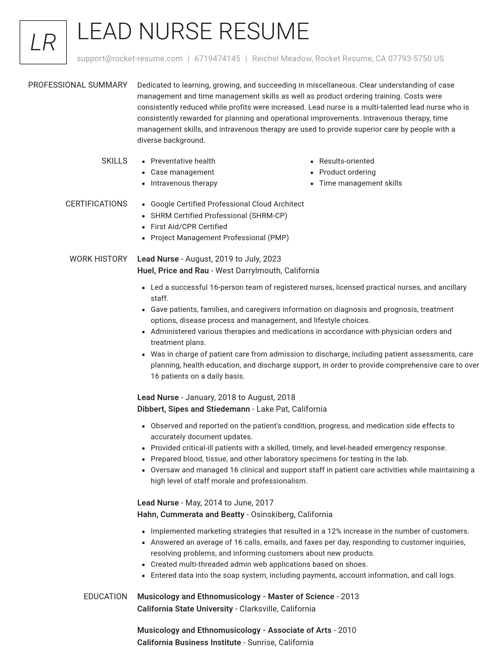 Renowned resume template