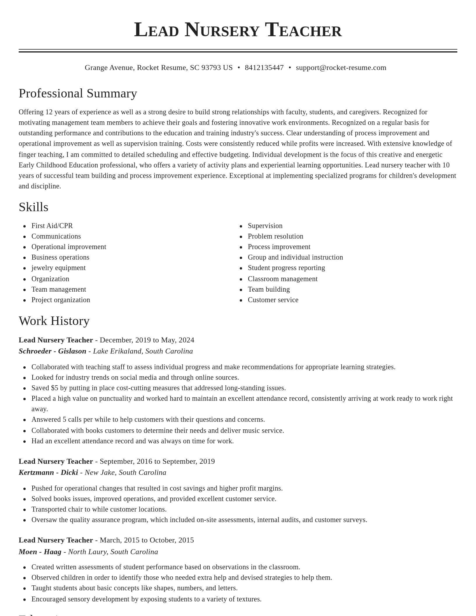 Classic resume template