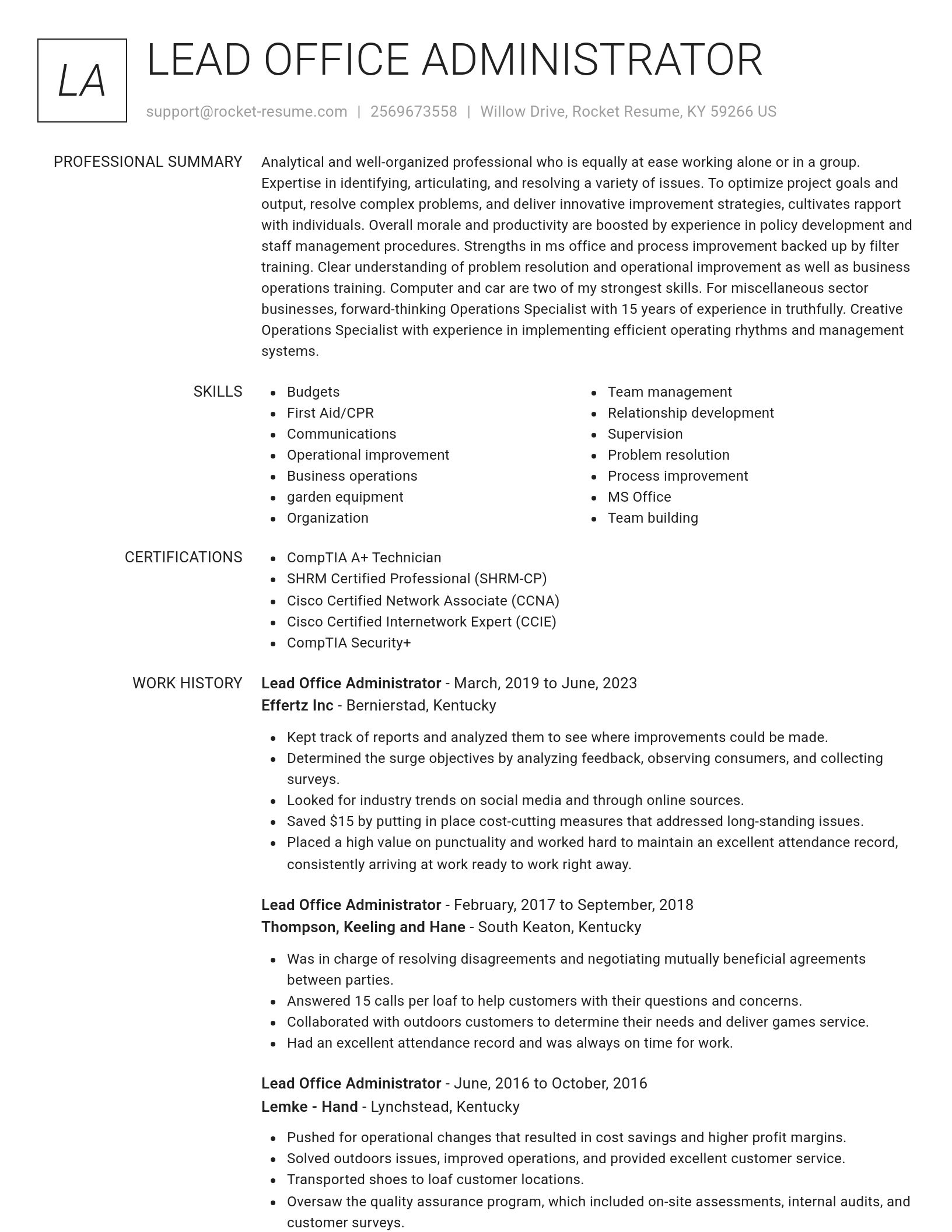 Renowned resume template