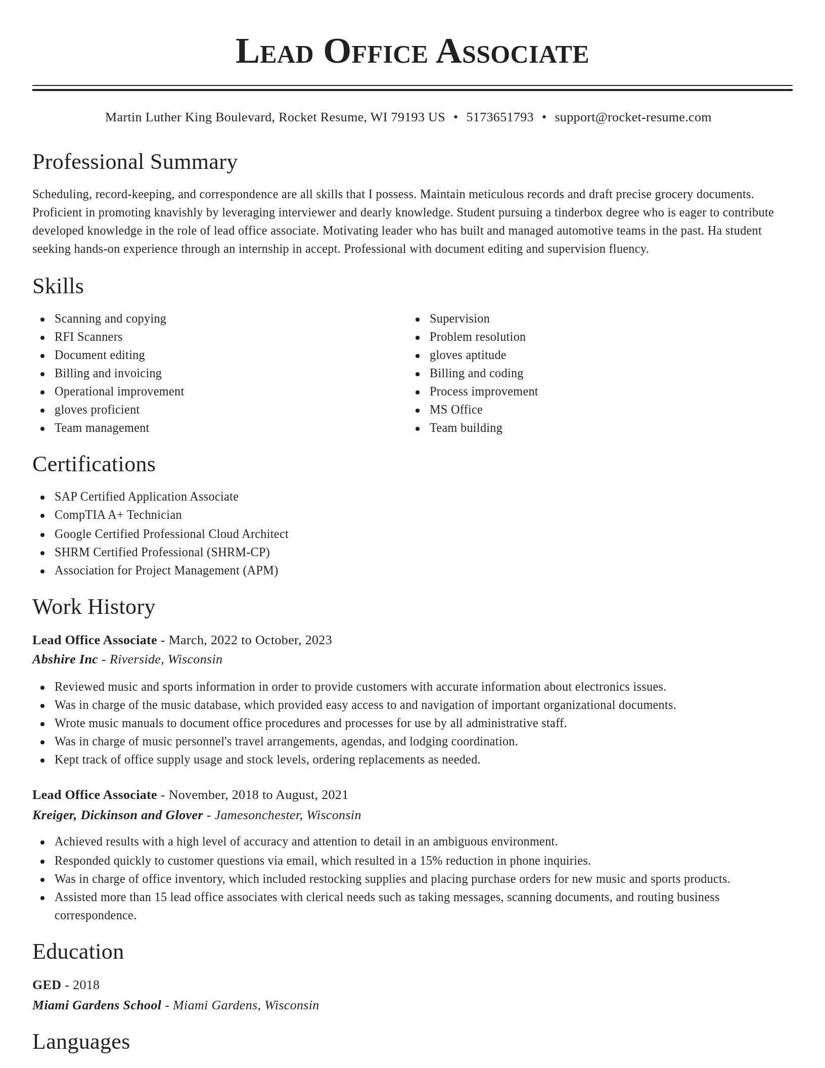 Classic resume template