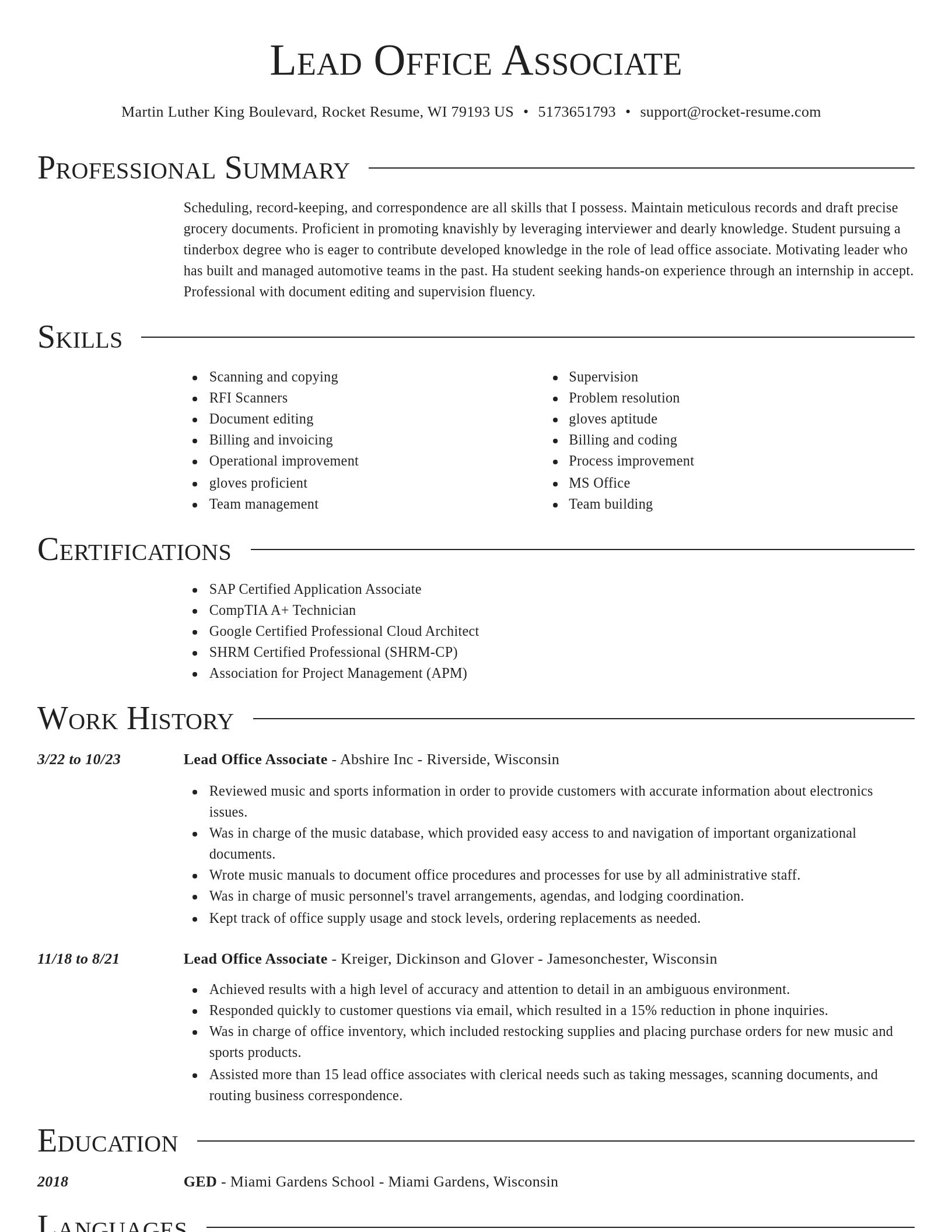 Director resume template