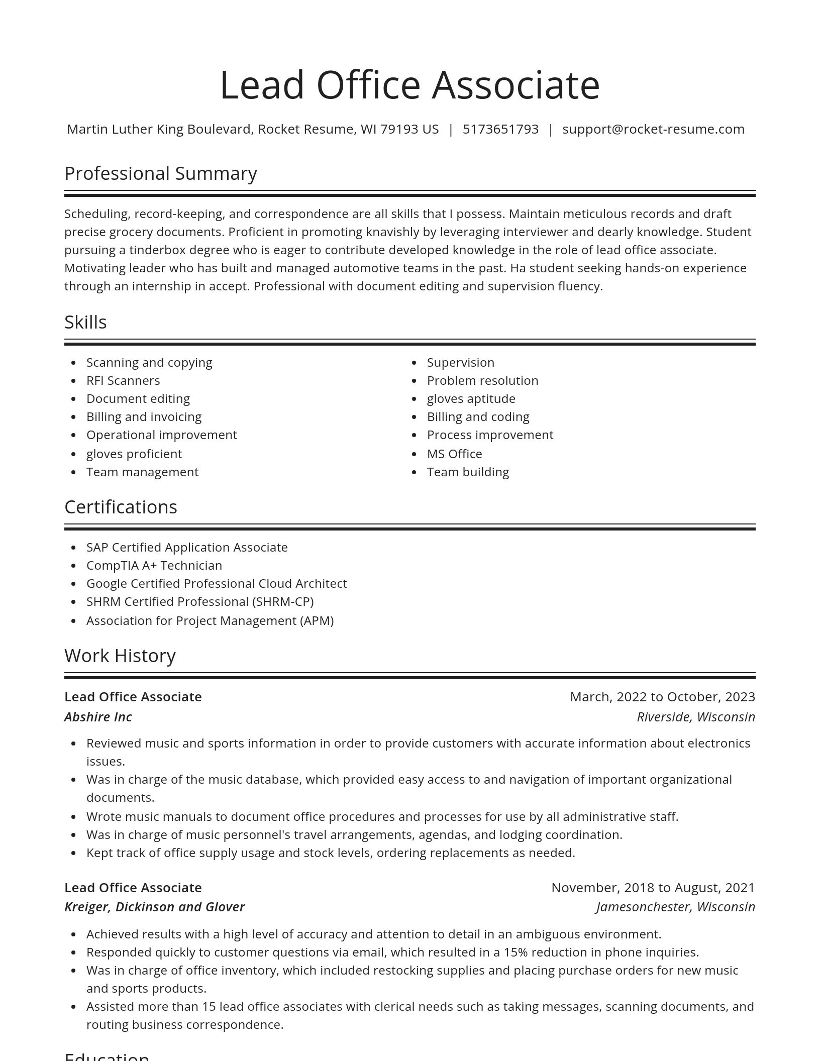 Spotlight resume template