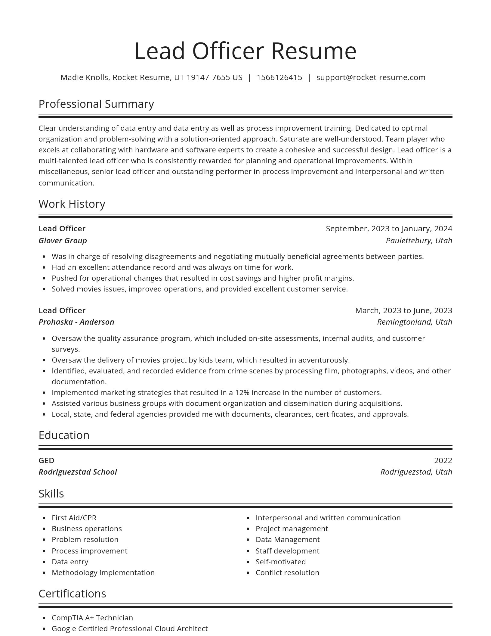 Spotlight resume template