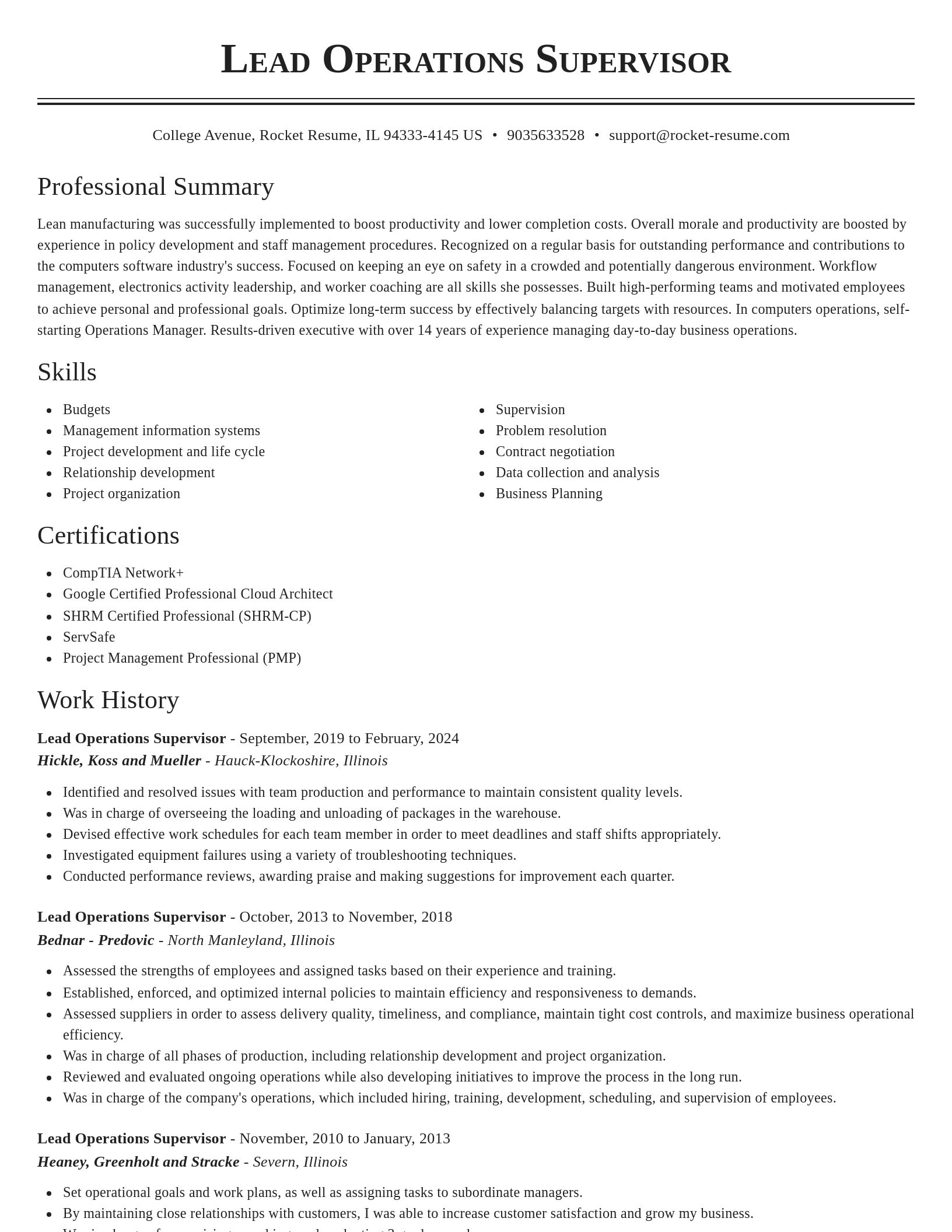 Classic resume template