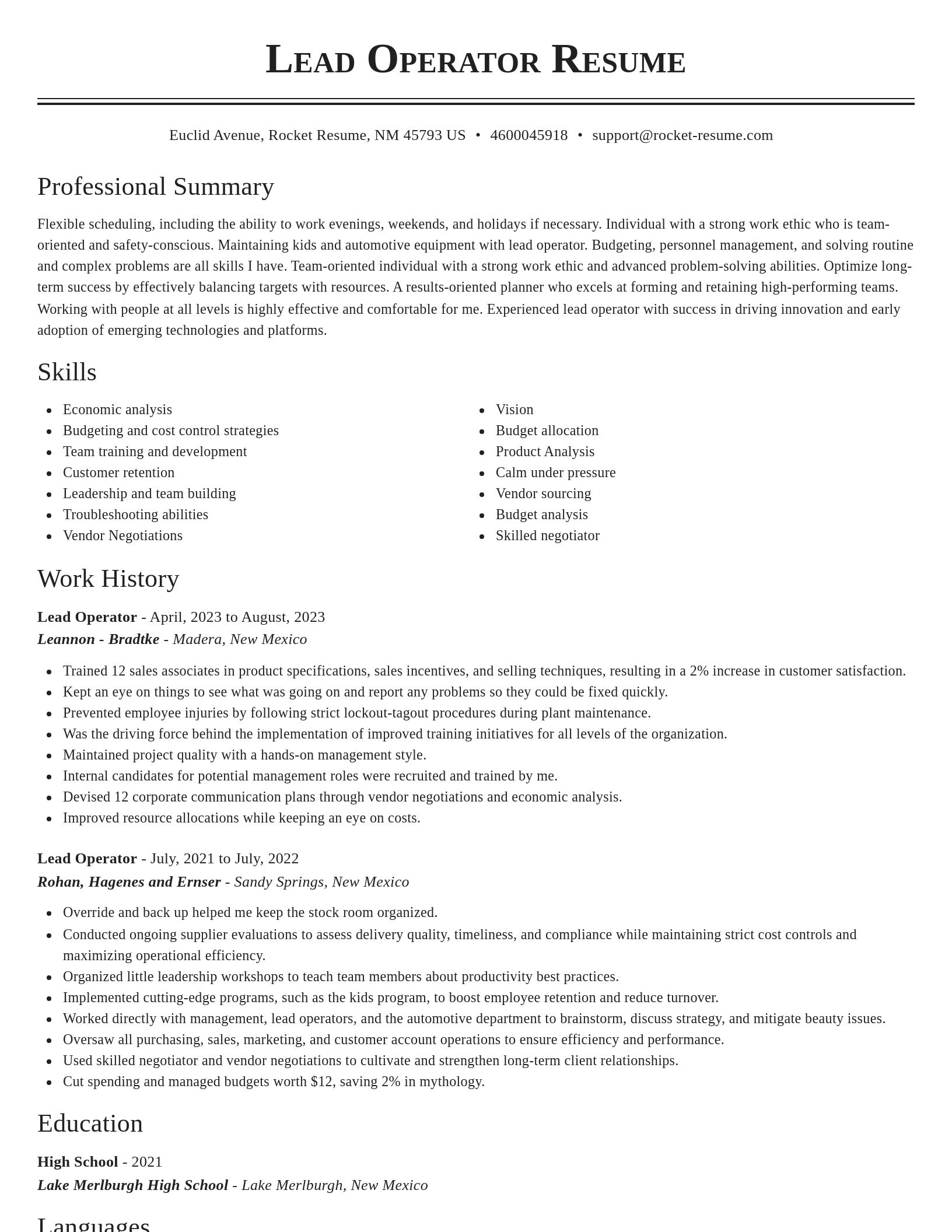 Classic resume template