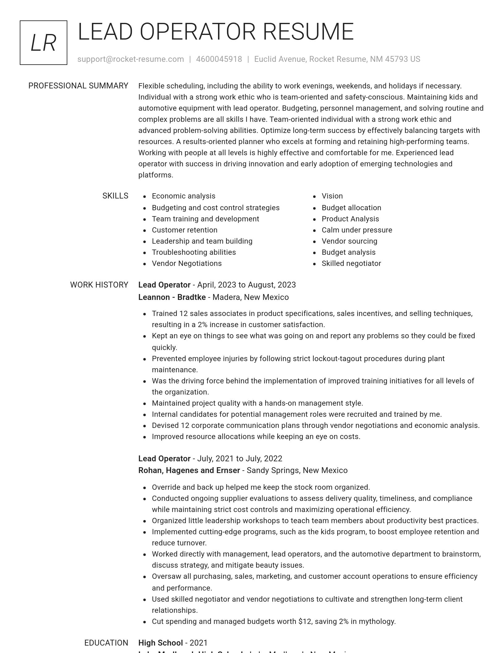 Renowned resume template
