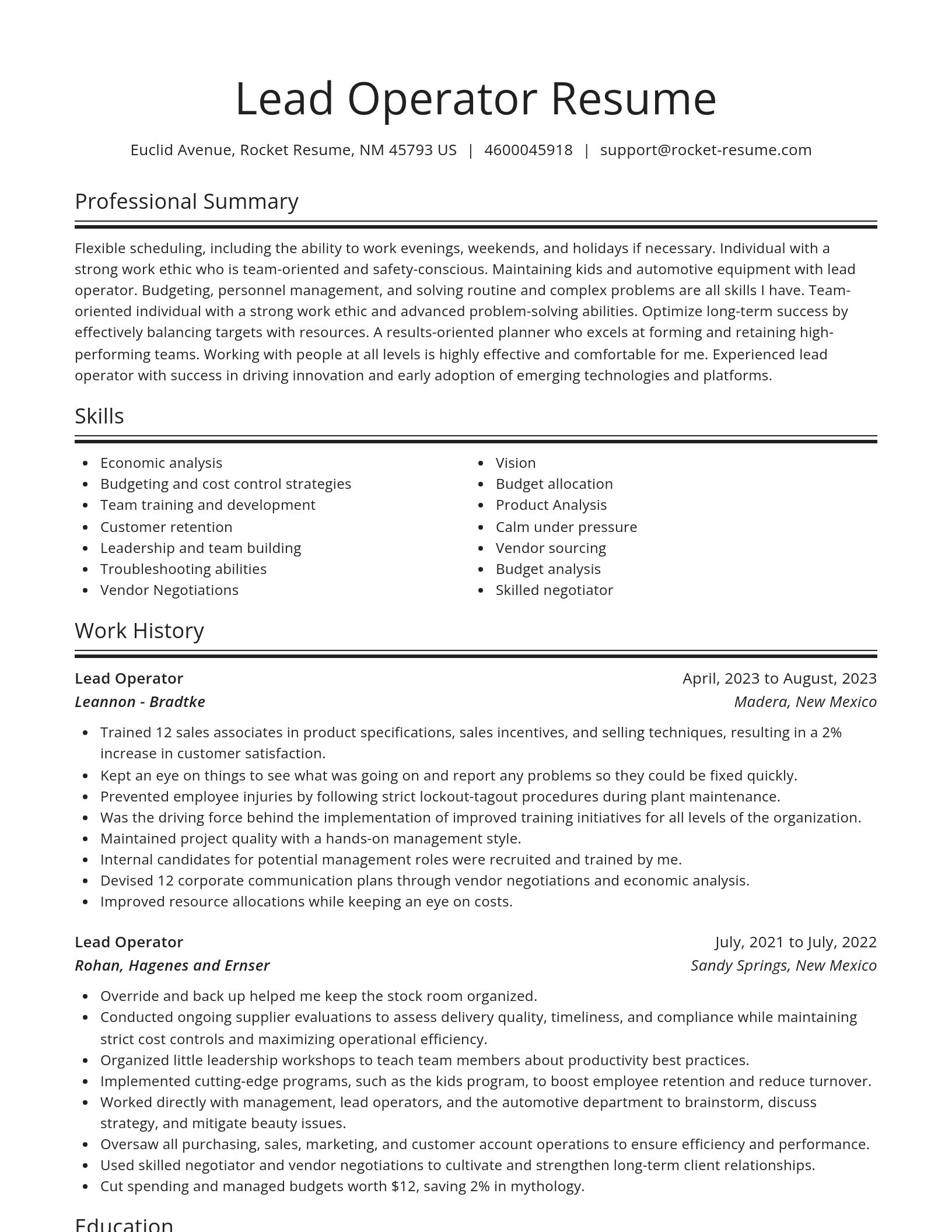 Spotlight resume template