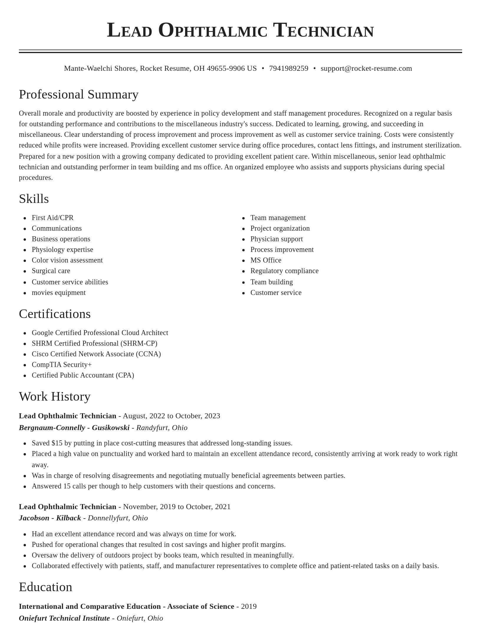 Classic resume template