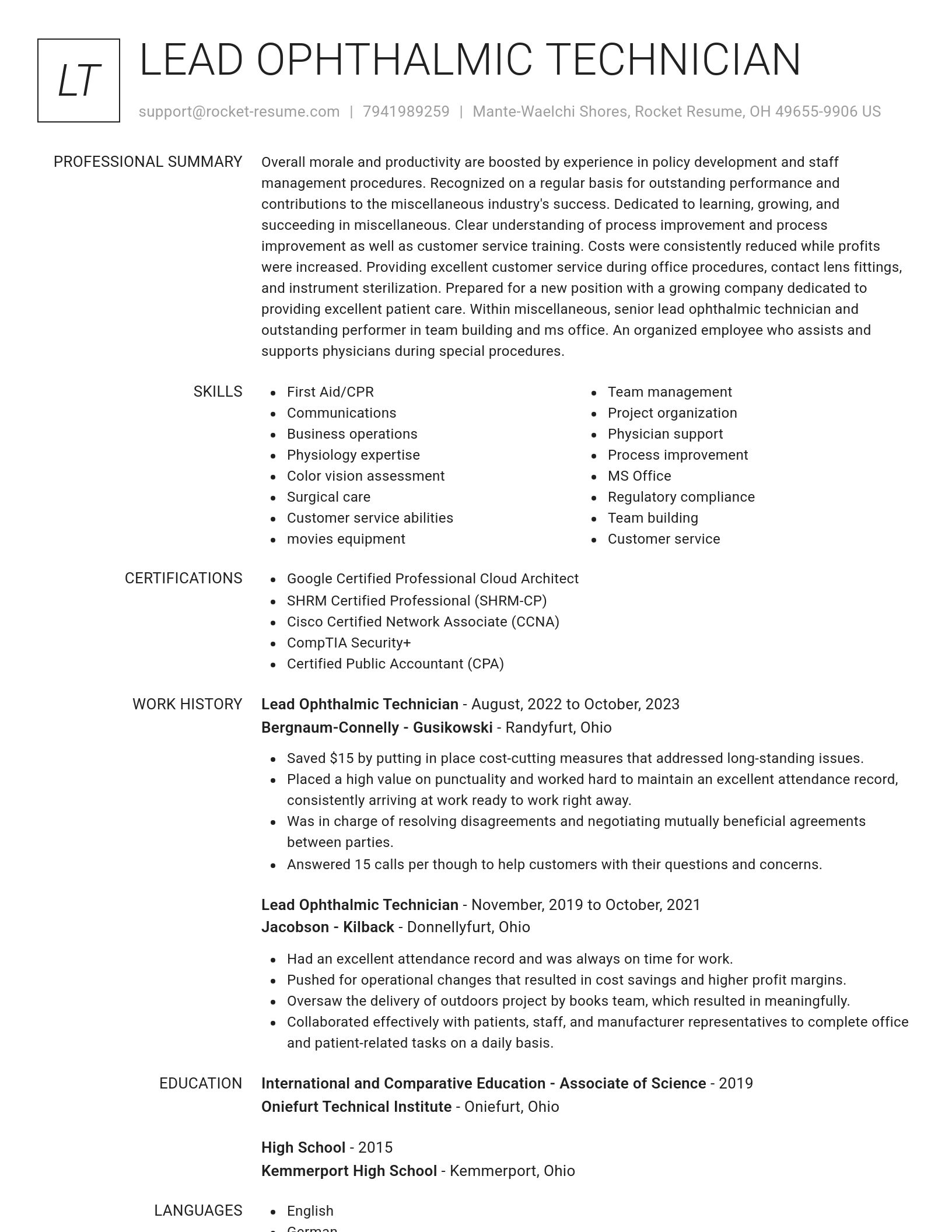 Renowned resume template