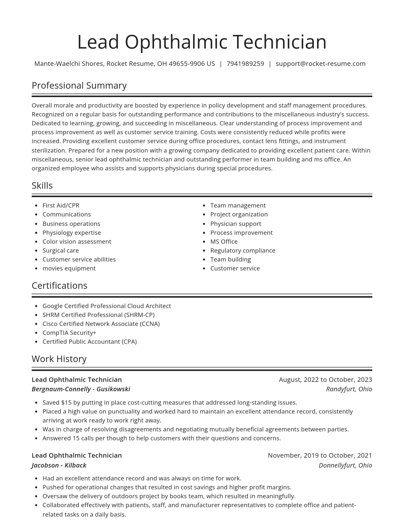 Spotlight resume template