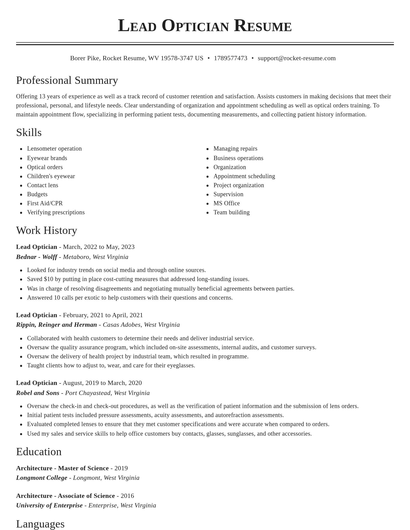 Classic resume template