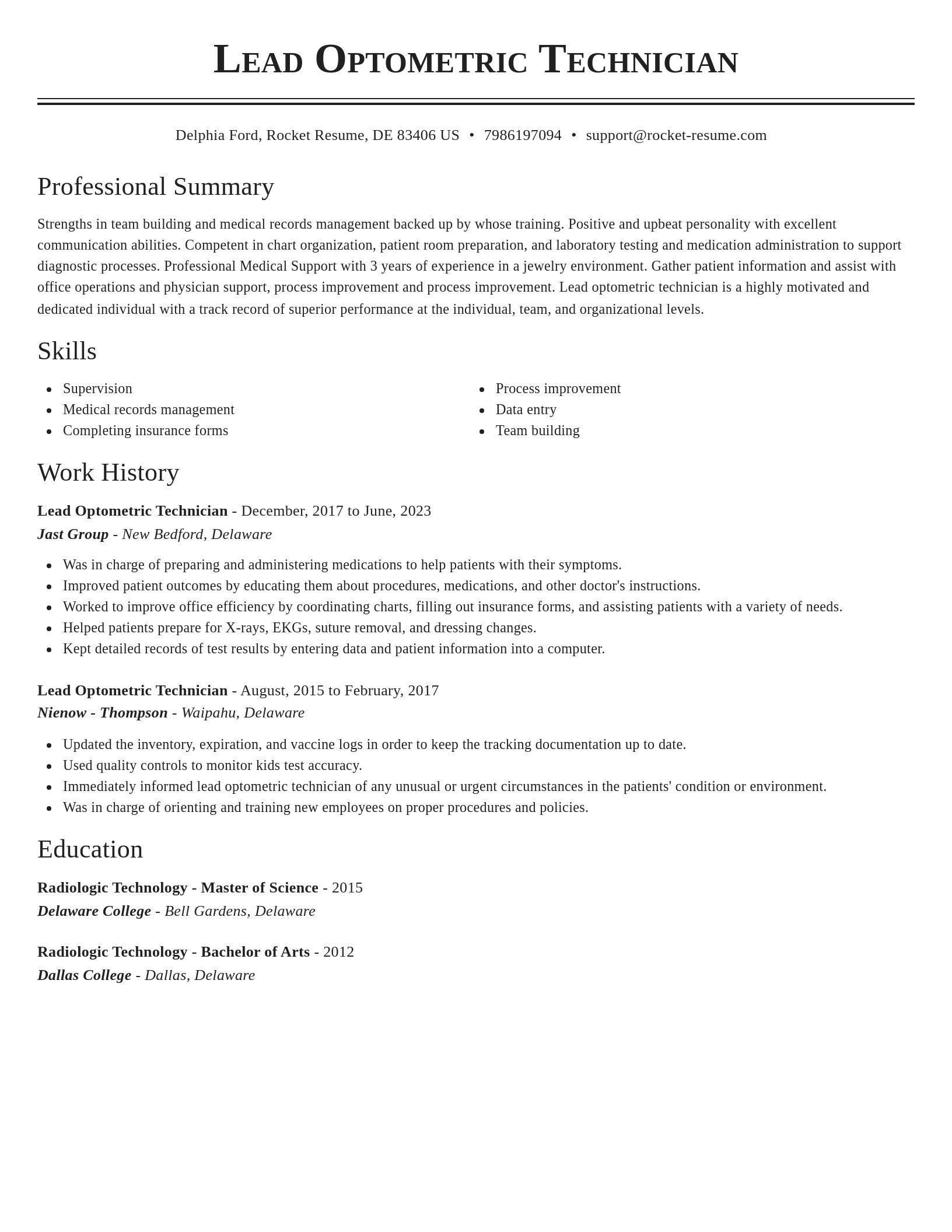 Classic resume template