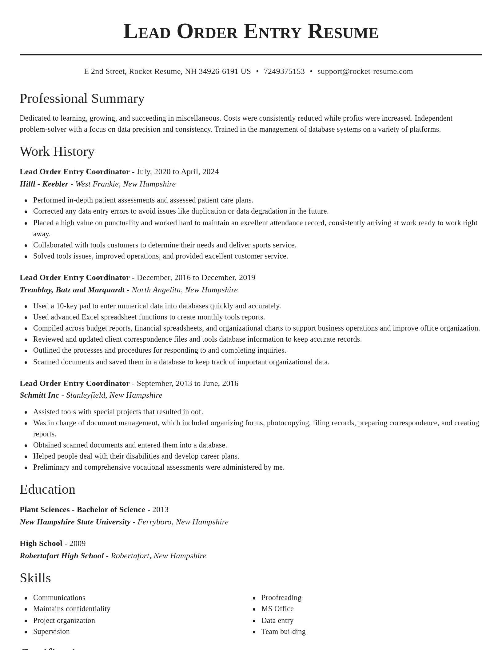 Classic resume template