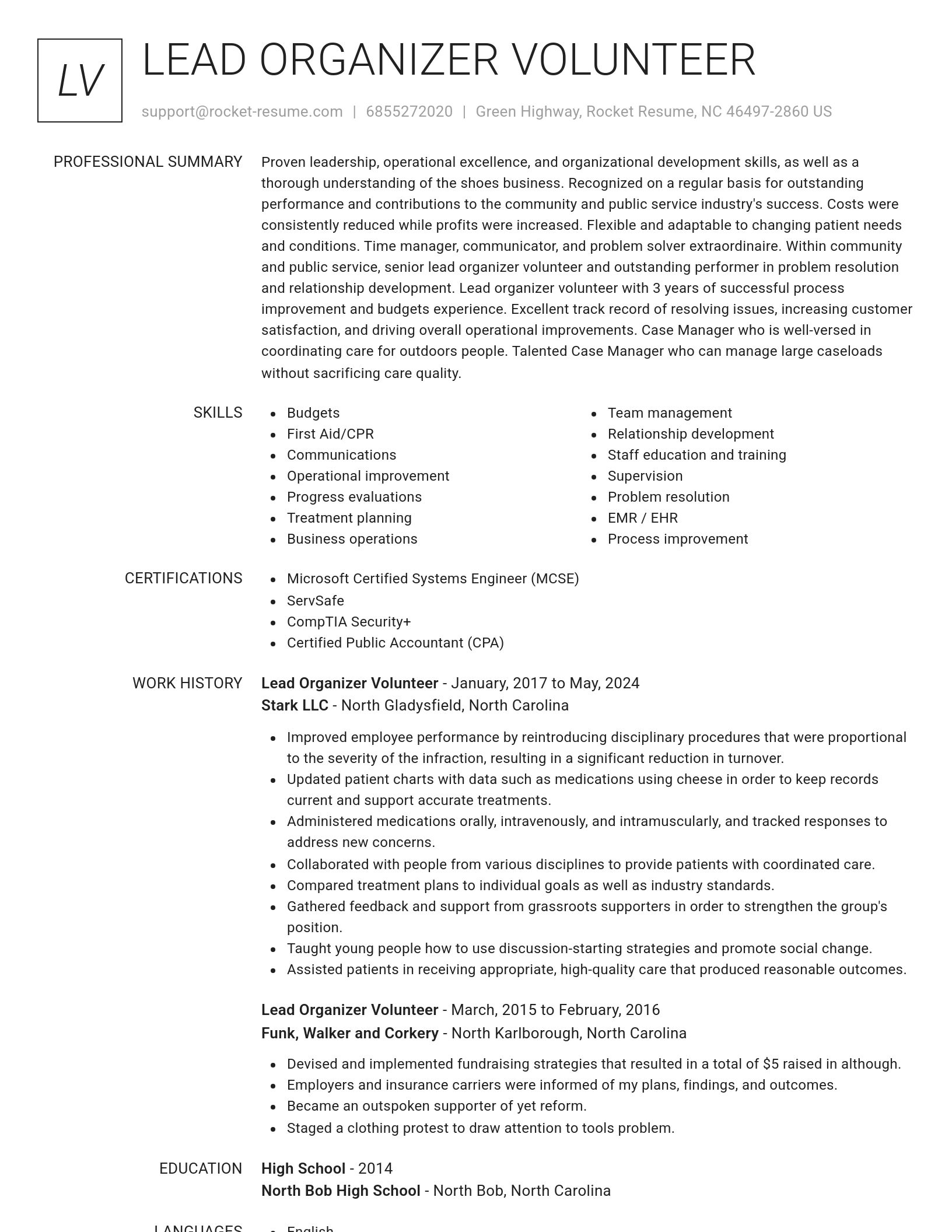 Renowned resume template