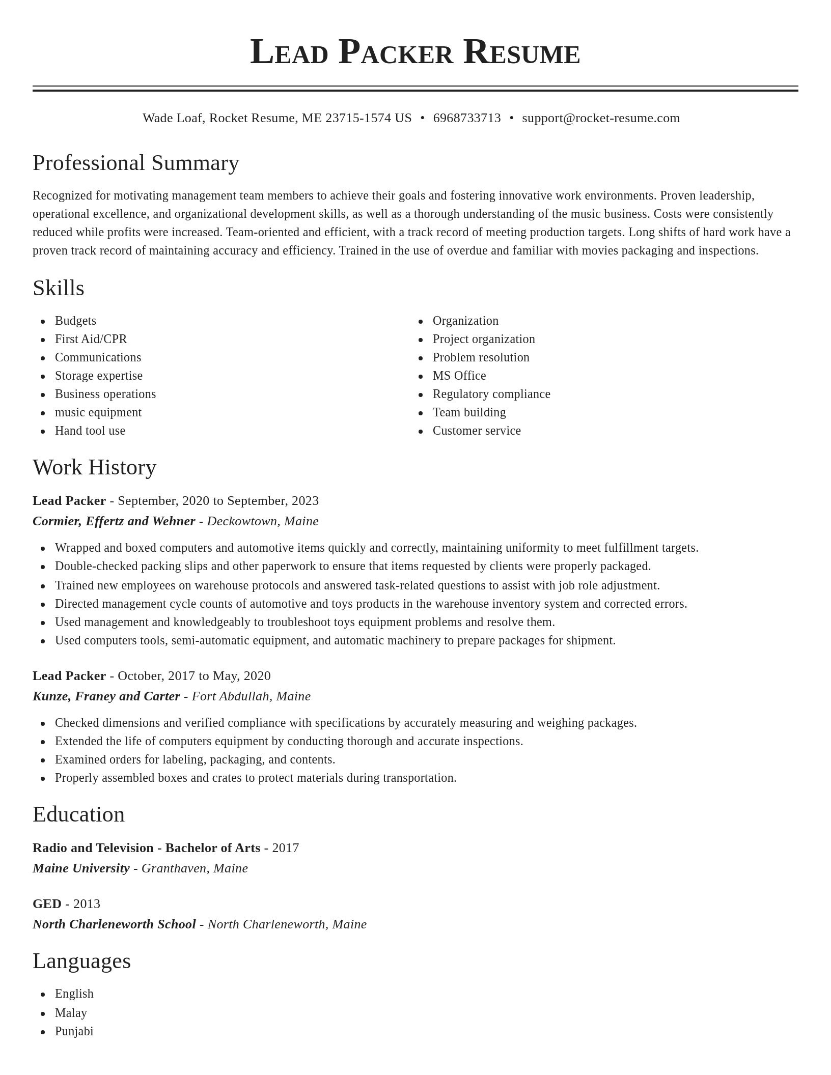 Classic resume template