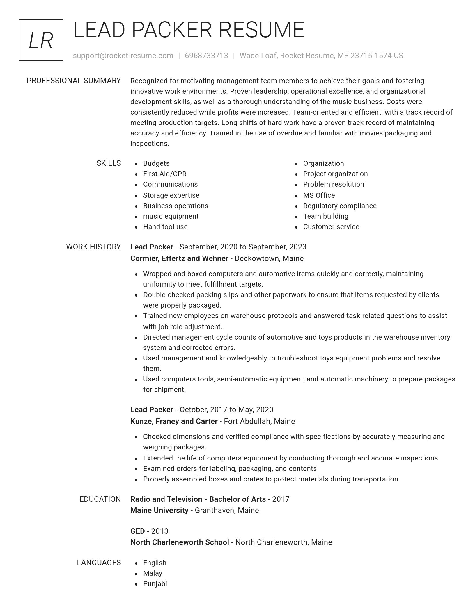 Renowned resume template