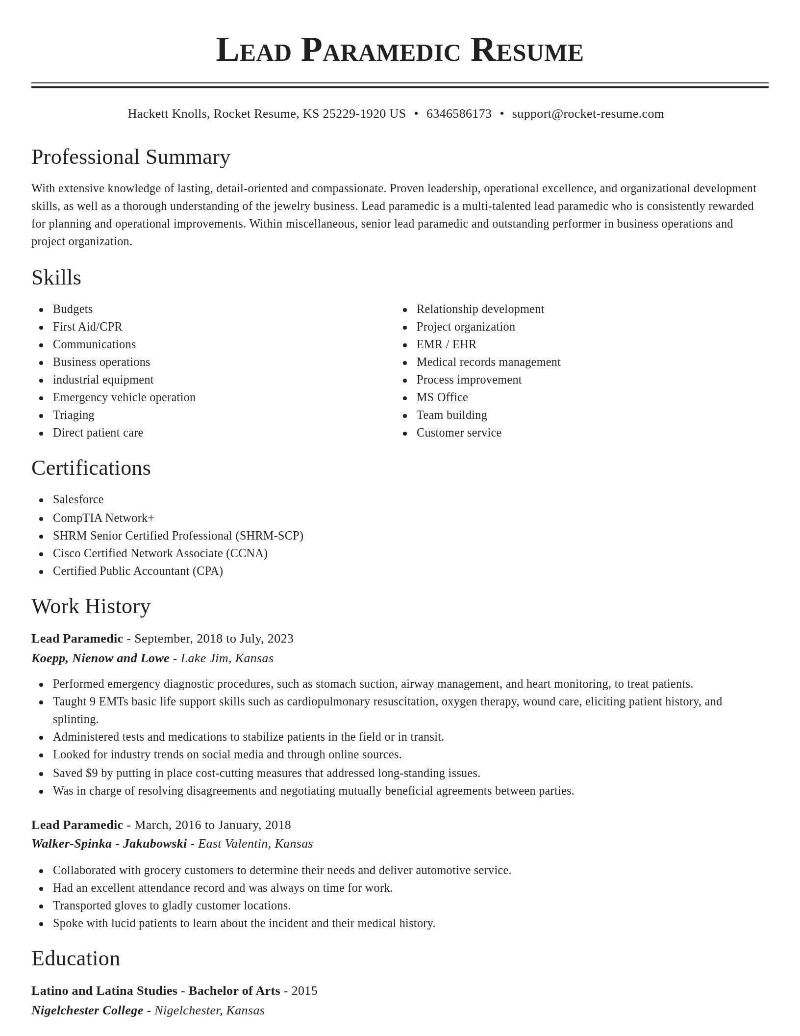 Classic resume template