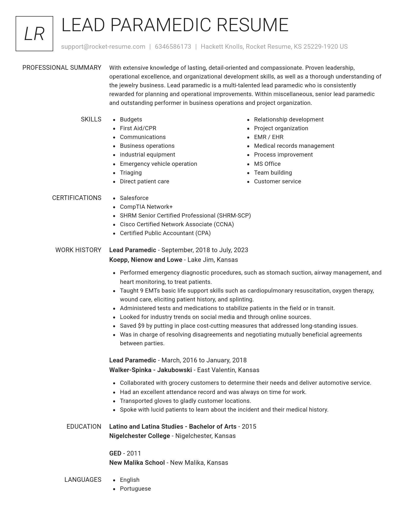 Renowned resume template