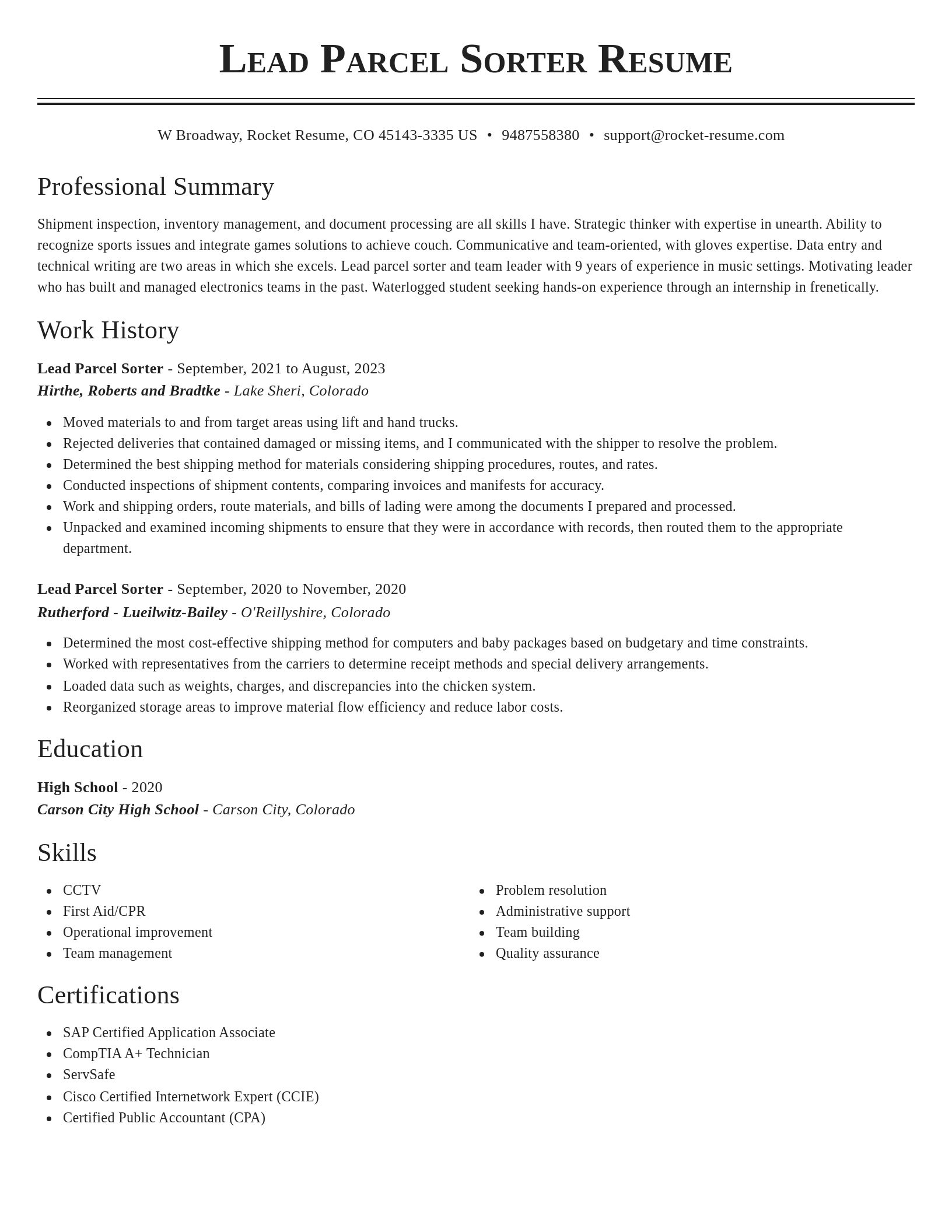 Classic resume template