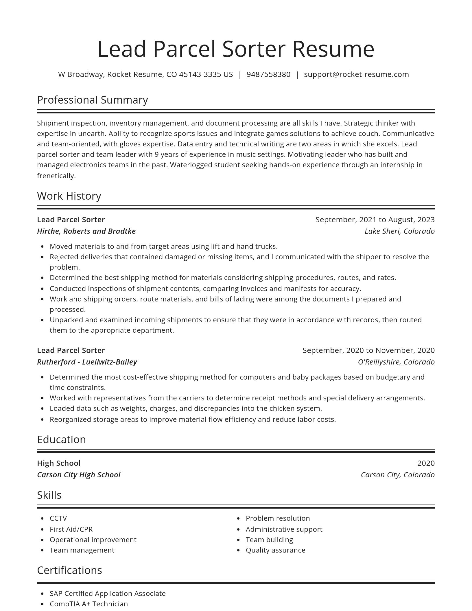 Spotlight resume template