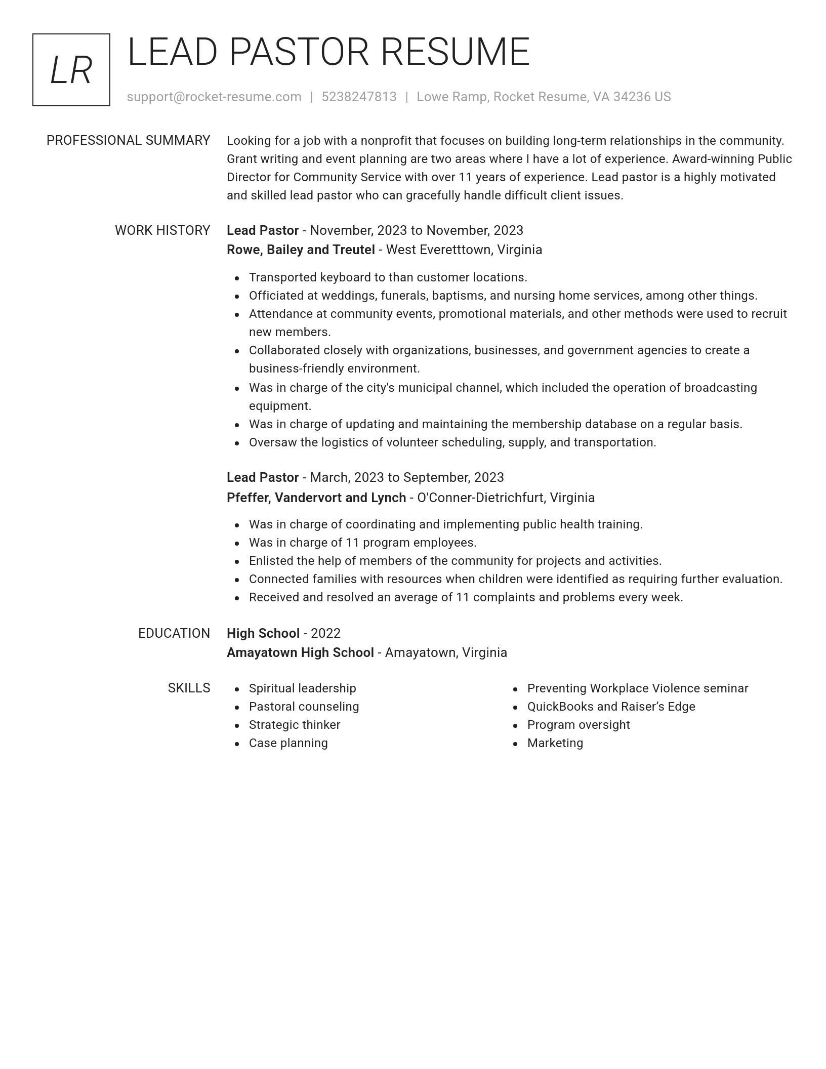 Renowned resume template