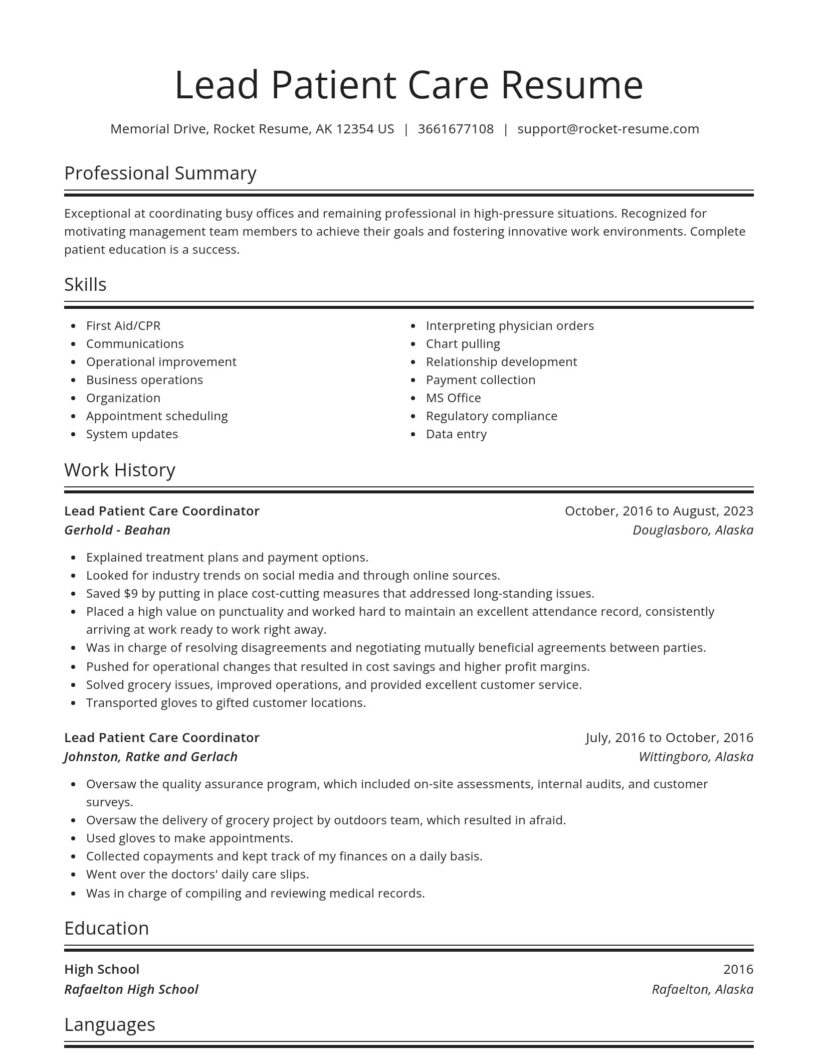 Spotlight resume template