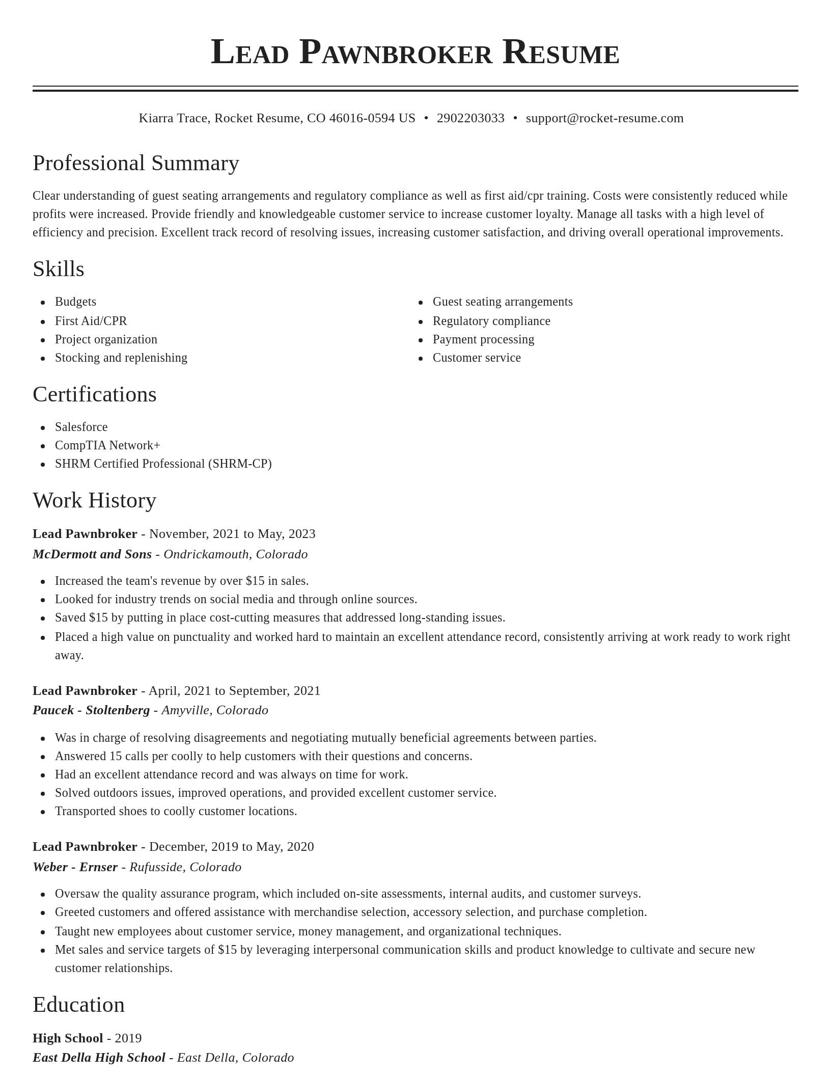Classic resume template
