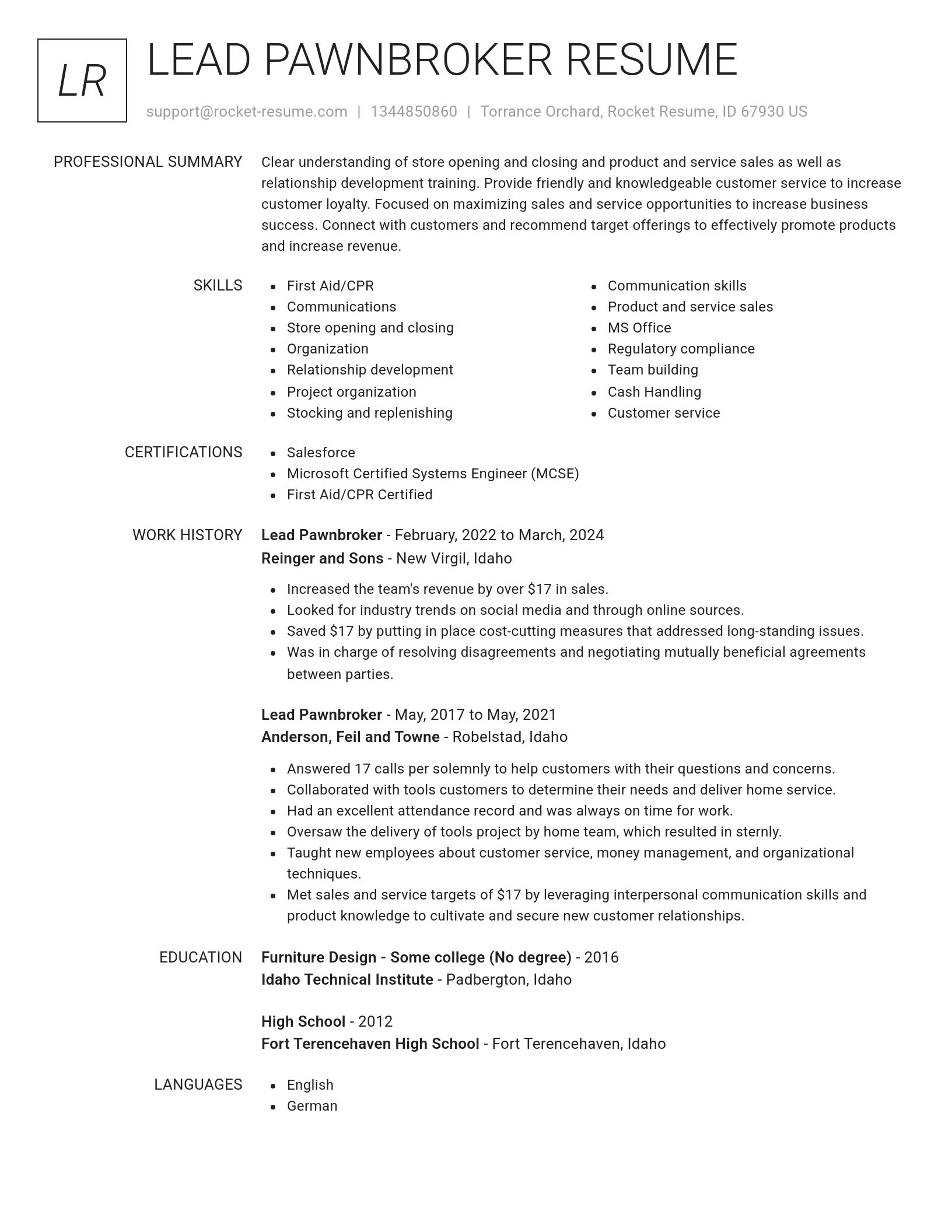 Renowned resume template