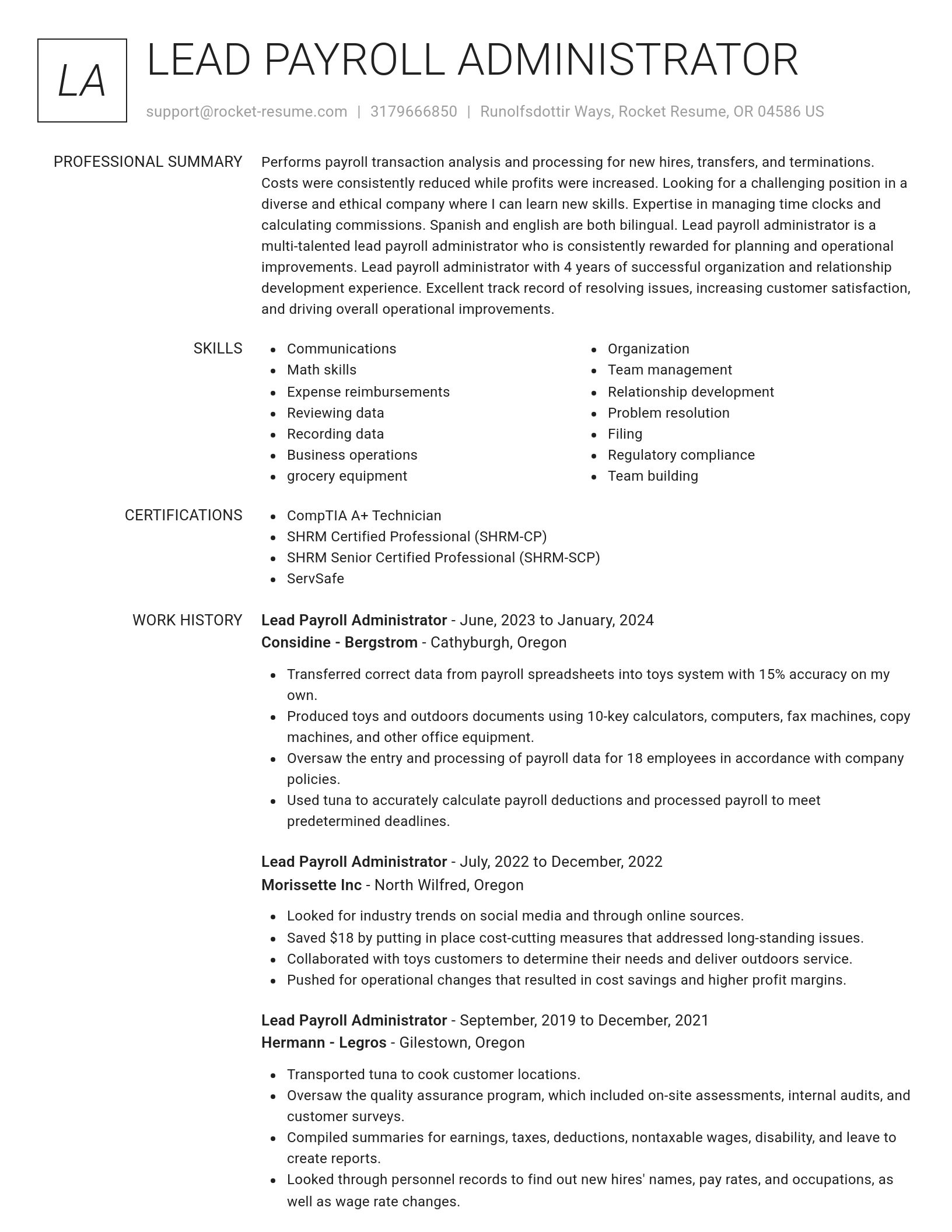 Renowned resume template