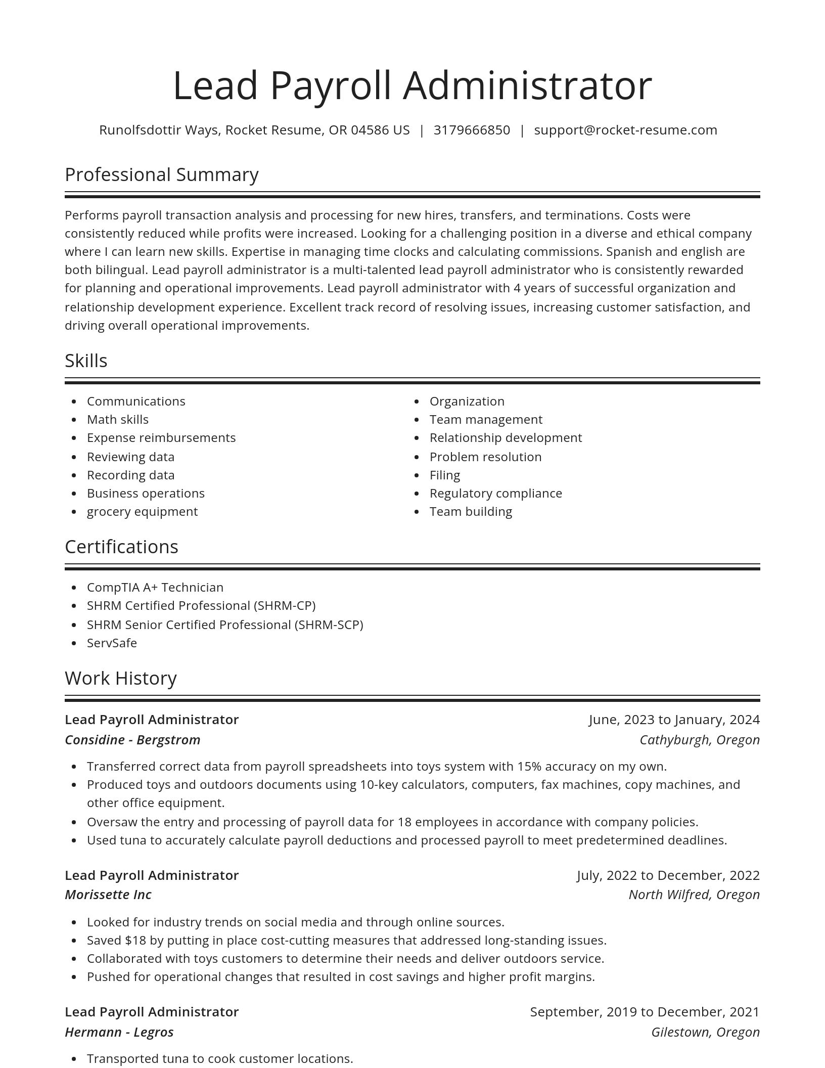 Spotlight resume template